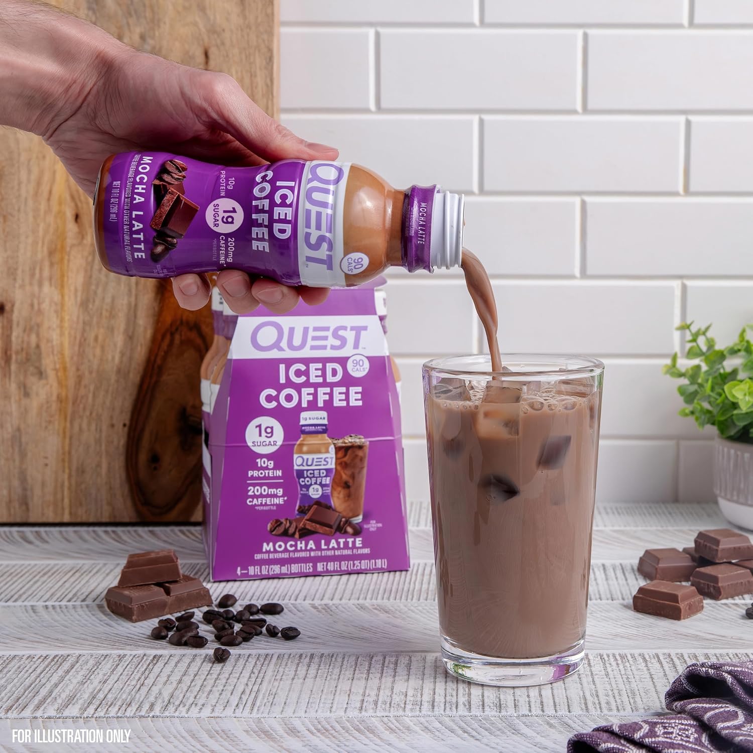 Quest Nutrition Iced Coffee, Mocha Latte, 1g of Sugar, 10g of Protein, 90 calories, 200mg of caffeine, 4 Count - Image 7