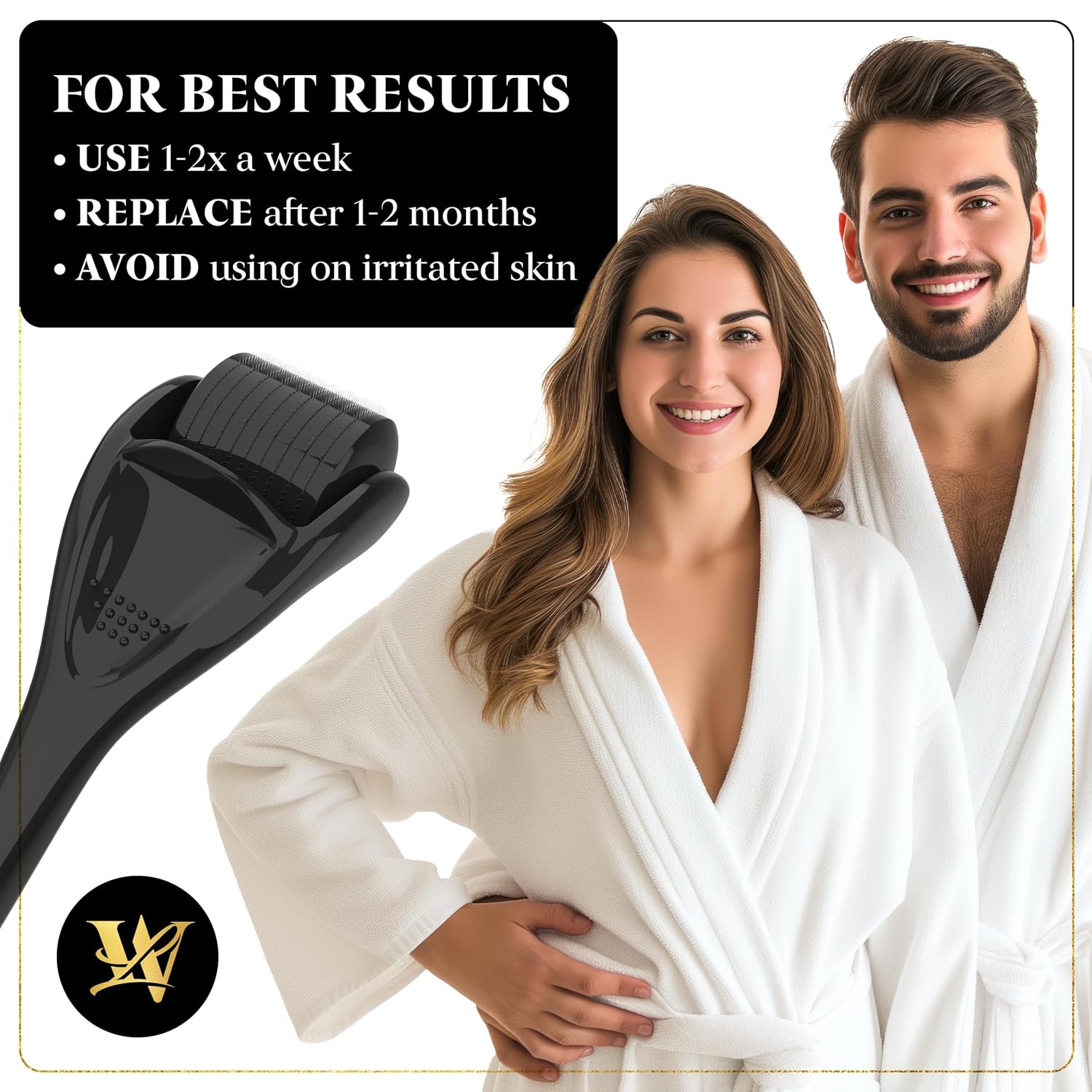 Derma Roller for Skin, Hair & Beard – Women and Men Titanium Microneedling Roller for Face & Scalp, Safe & Easy to Use - Jet Black - Image 5