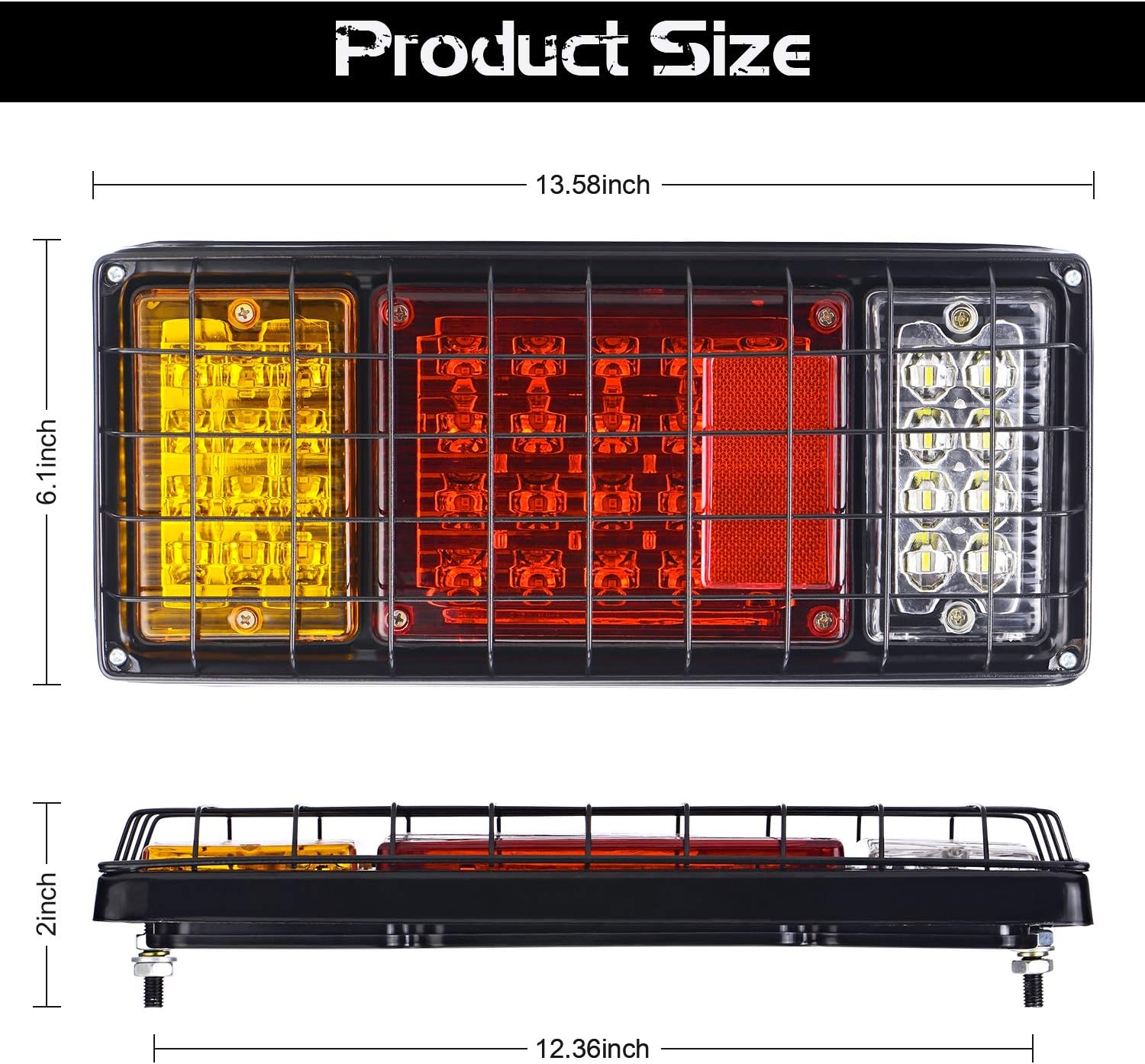 LINKITOM 40 LED Truck Tail Light Bar, Super Bright Turn Signal Brake Reverse Tail Light with Iron Net Protection for 10-30 Volt Truck Boat Snowmobile Trailer Pickup RV Camper UTV UTE Vans - Image 5
