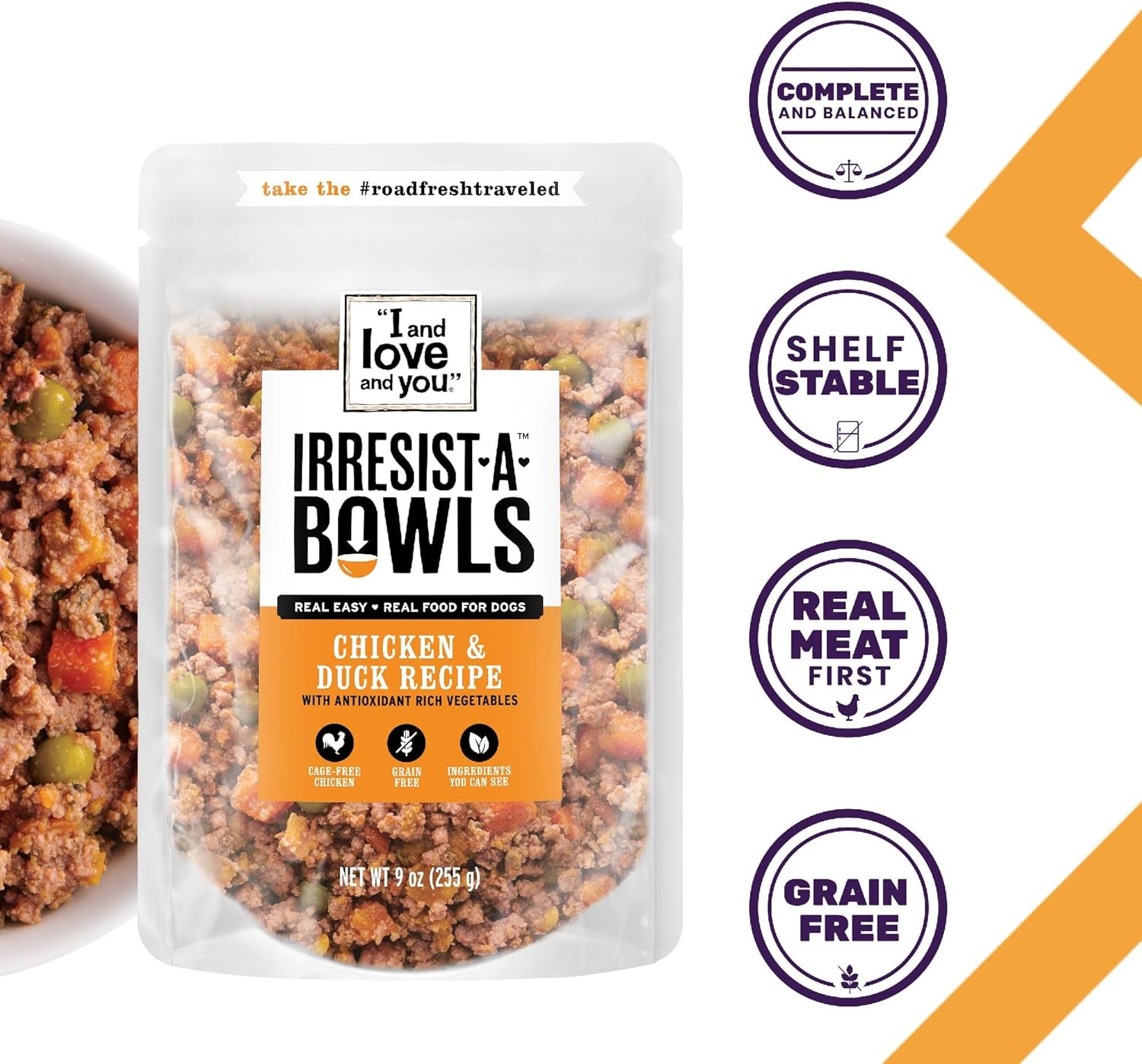 I AND LOVE AND YOU Irresist-a-Bowls Freeze Dried Dog Food - Chicken + Duck- Prebiotics, Grain Free, Filler Free, Meal Enchancer, 9oz Pouch, 4pk - Image 3