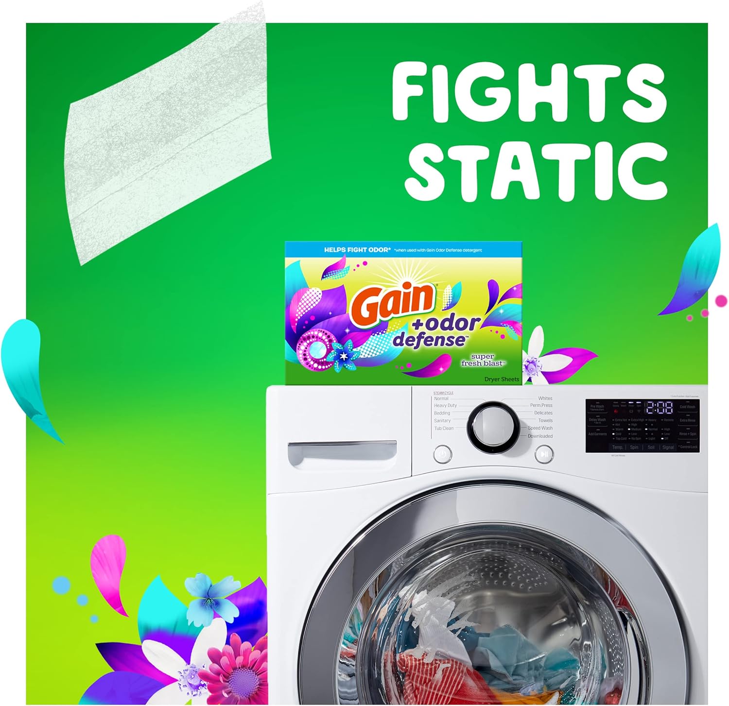 Gain Dryer Sheets Plus Odor Defense, Super Fresh Blast Scent, 240 Count, Helps fight static and odor, laundry sheets - Image 8