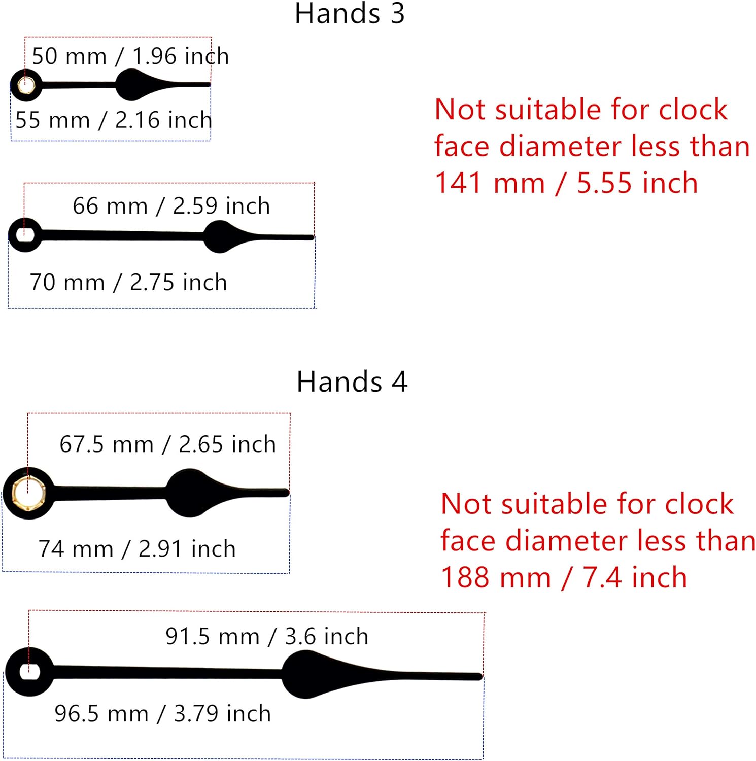 TIKROUND Quartz DIY Wall Clock Movement Mechanisms Battery Powered DIY Repair Parts Replacement with 4 Sets Hands,3/10 Inch Maximum Dial Thickness,29/32 Inch Total Shaft Length. - Image 5
