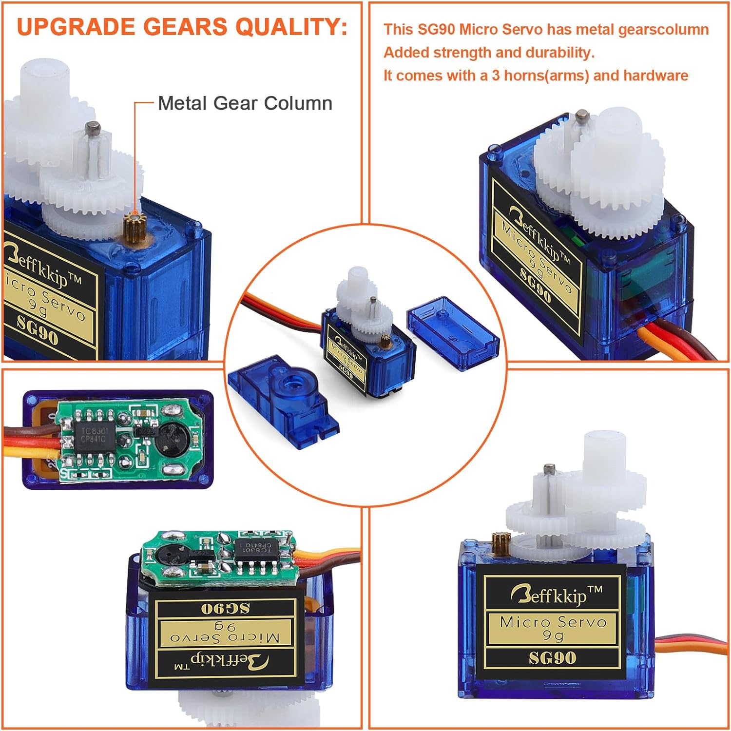 RC Servo 5Pcs SG90 9g Micro Servos for RC Robot Helicopter Airplane Controls Car Boat Mini Servo - Image 2