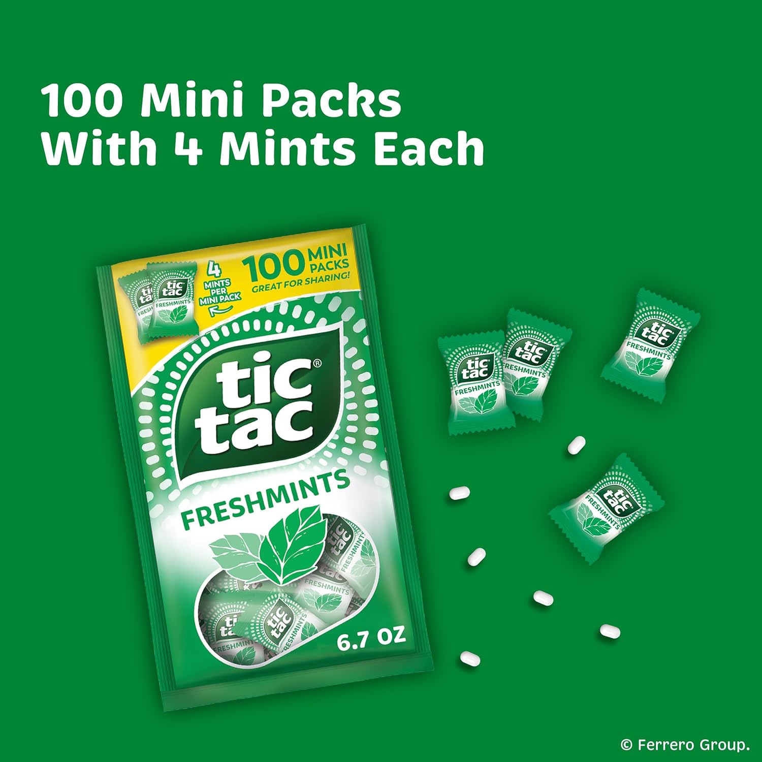 Tic Tac Freshmints, Bulk Bag with 100 Mini Packs (4 Mints each), Share-Size, On-the-Go Mints, 6.7 oz - Image 8