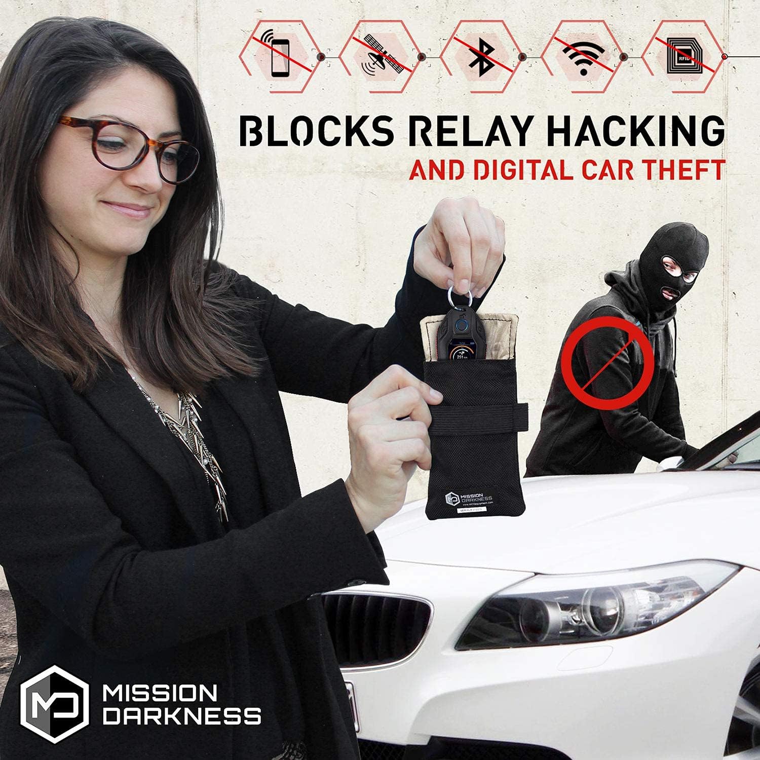 Mission Darkness Faraday Bag for Keyfobs (2-Pack) // RF Shielding Protective Case for Smart Always On Keys Fobs Transmitters Small Electronics Vehicle Security Anti-Hacking Block Signal Relay - Image 2