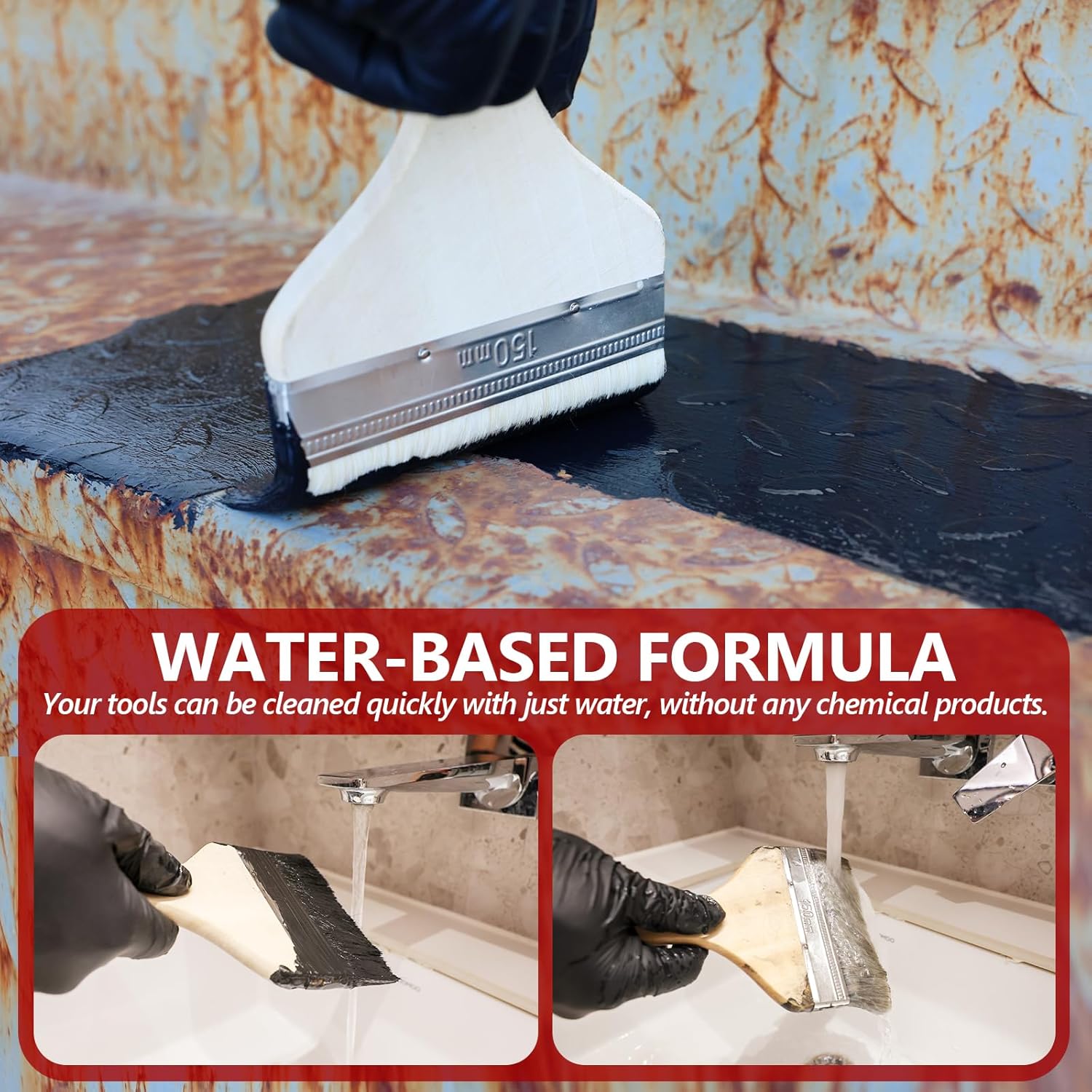 4-in-1 Rust Converter & Metal Primer, 34 Fl Oz Black Rust Inhibitor Paint for Metal, Automotive Rust Reformer, Industrial Grade Water Based, Heat Resistance & UV Resistant - Image 7
