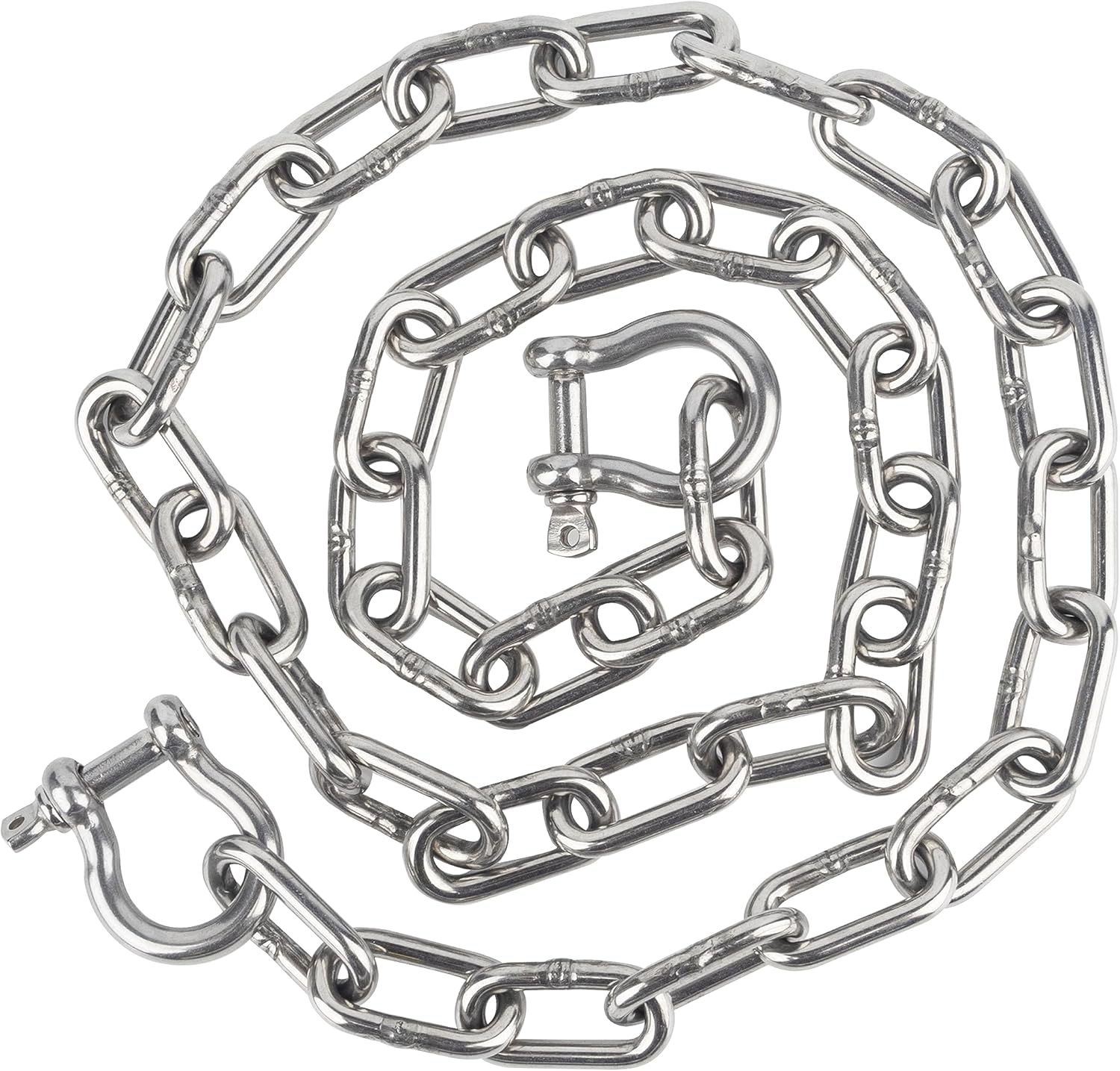 itayak Boat Anchor Chain, 316 Stainless Steel Marine Grade Anchor Lead Chain with Dual 5/16 Inch Lock Ring Shackles for Boats, Works with Different Anchors