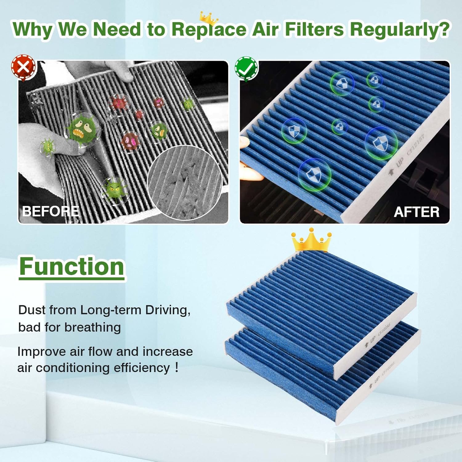 Cabin & Engine Air Filter Fits for Toyota Tundra 2014-2021 (5.7L 4.6L), Sequoia 2014-2021 (5.7L) Activated Carbon Cabin Filter Replacement CA11895 CF10285 Car Accessories - Image 5