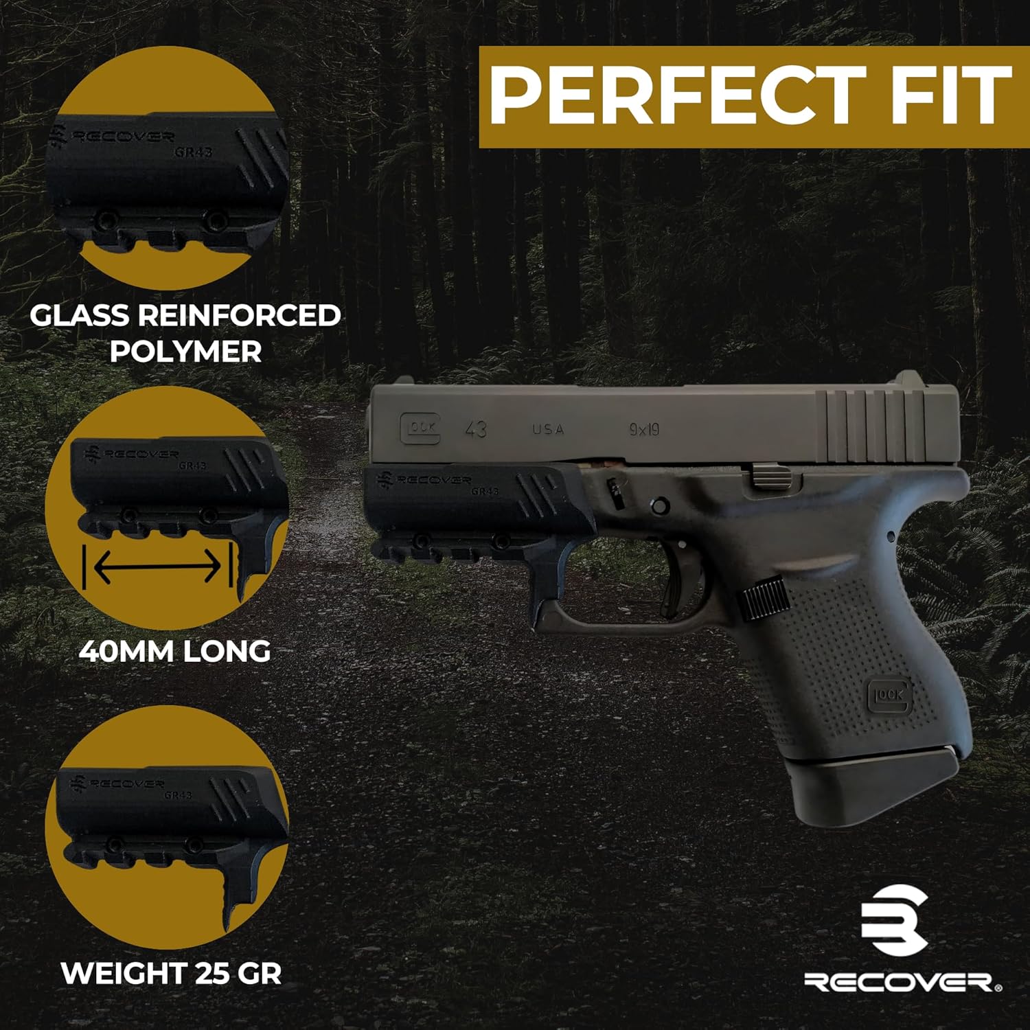 Recover Tactical Picatinny Rail for Glock, Glock MOS, S&W Shield 9mm, SW40, Sig P365 (Must Select Your Model Below), Easy Install, No Mods Required - Image 5