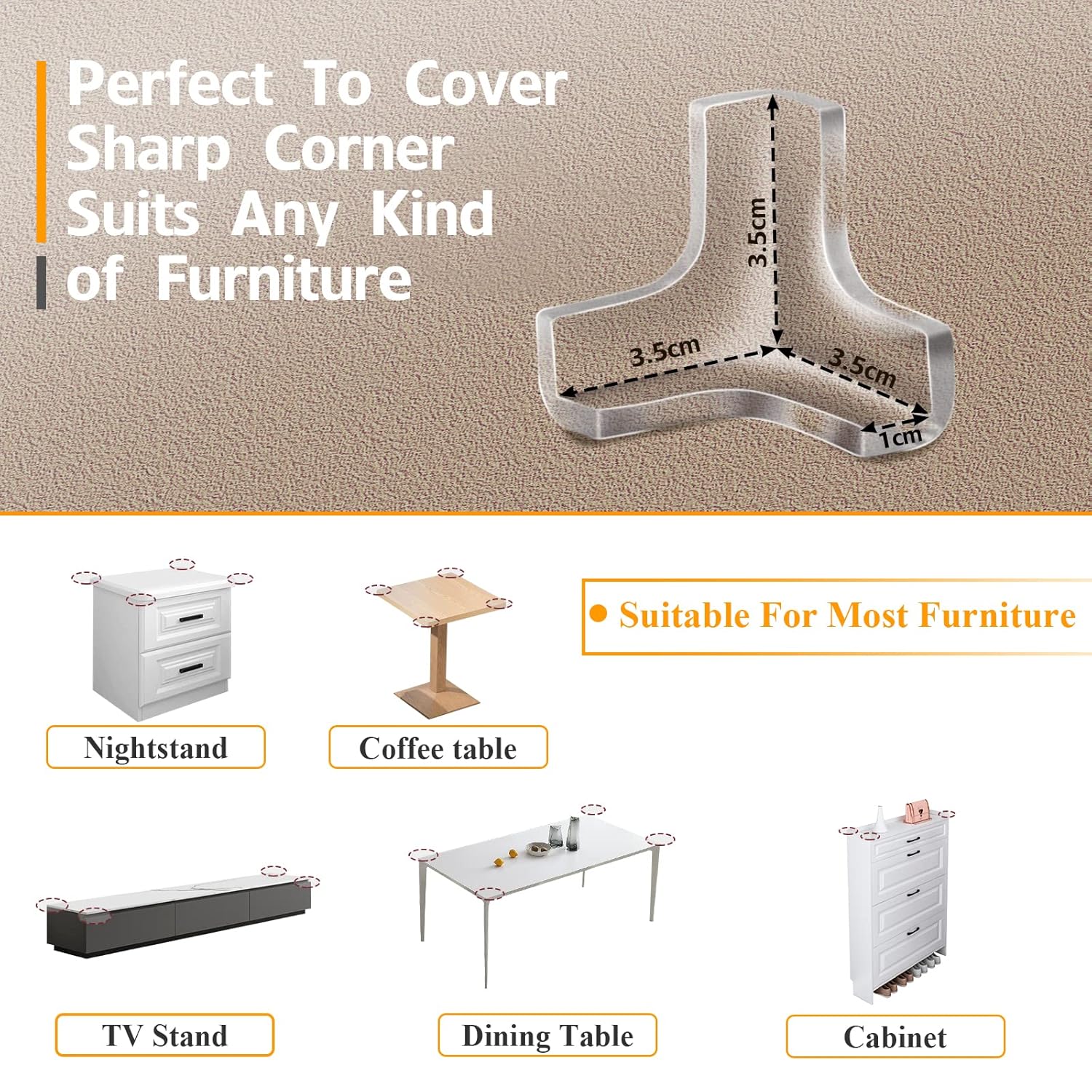 12 Pack Corner Protector, Clear Corner Guards Table Edge Protectors, Baby Safety Corner Bumpers Covers, Furniture & Sharp Corner Baby Proofing, T Shaped - Image 3