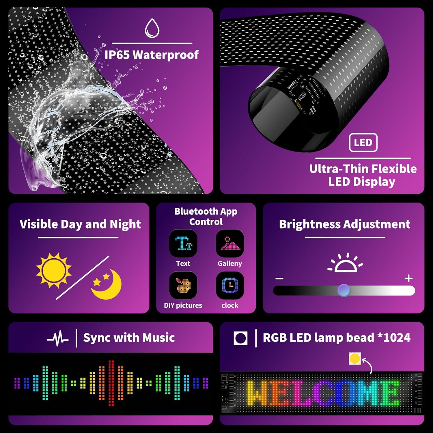 15"x4" LED Eyes for Car Windshield, 50+ Devil Eye Patterns to Captivate Attention, Customizable Holiday Themes, Warning Messages to Showcase Personality & Mood, Installs in 5 Minutes, 1PCS - Image 5