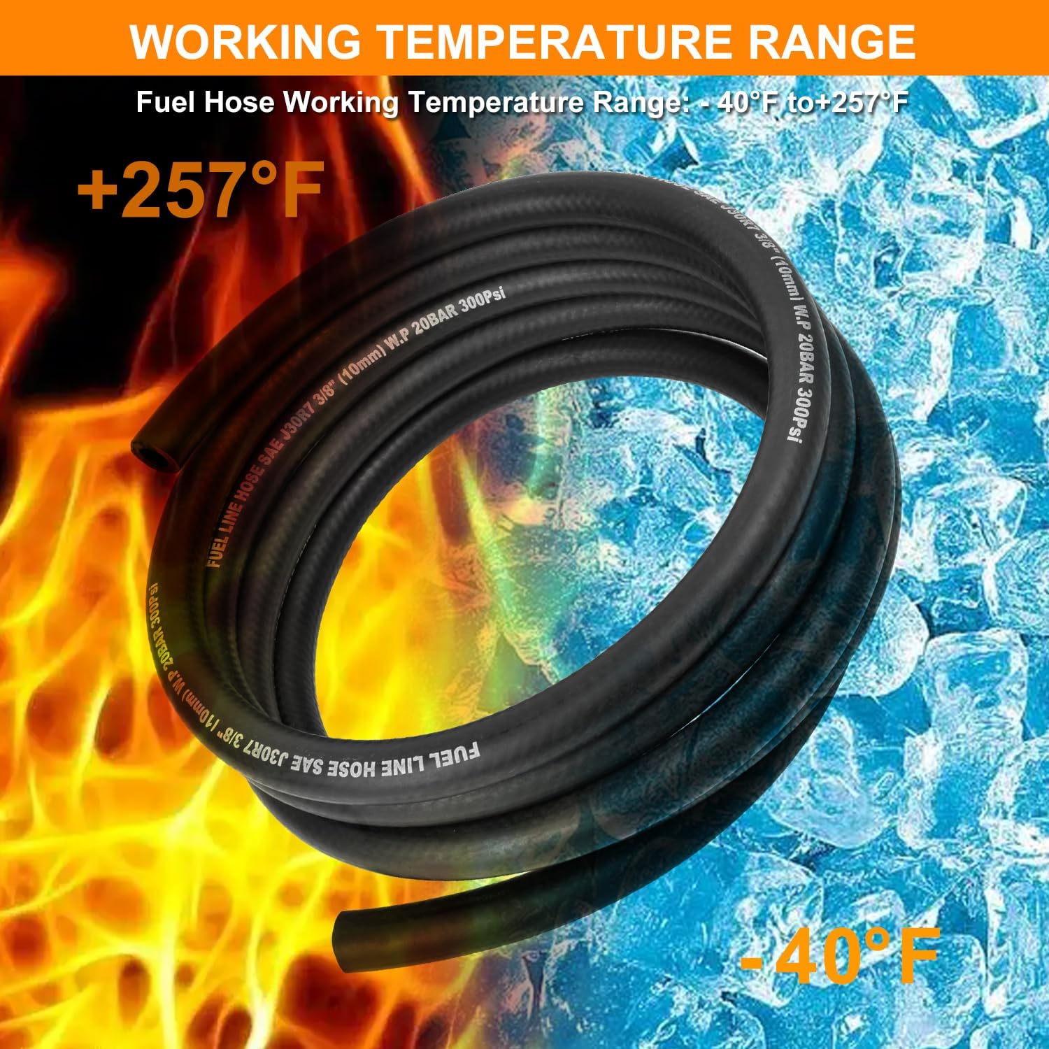 1/2 Inch ID Fuel Line Hose - 5FT Marine Grade Fuel Line with 4PCS Hose Clamps,300PSI High-Pressure Fuel Line for Automotive Fuel Systems Engines (1/2" ID-5Ft) - Image 3