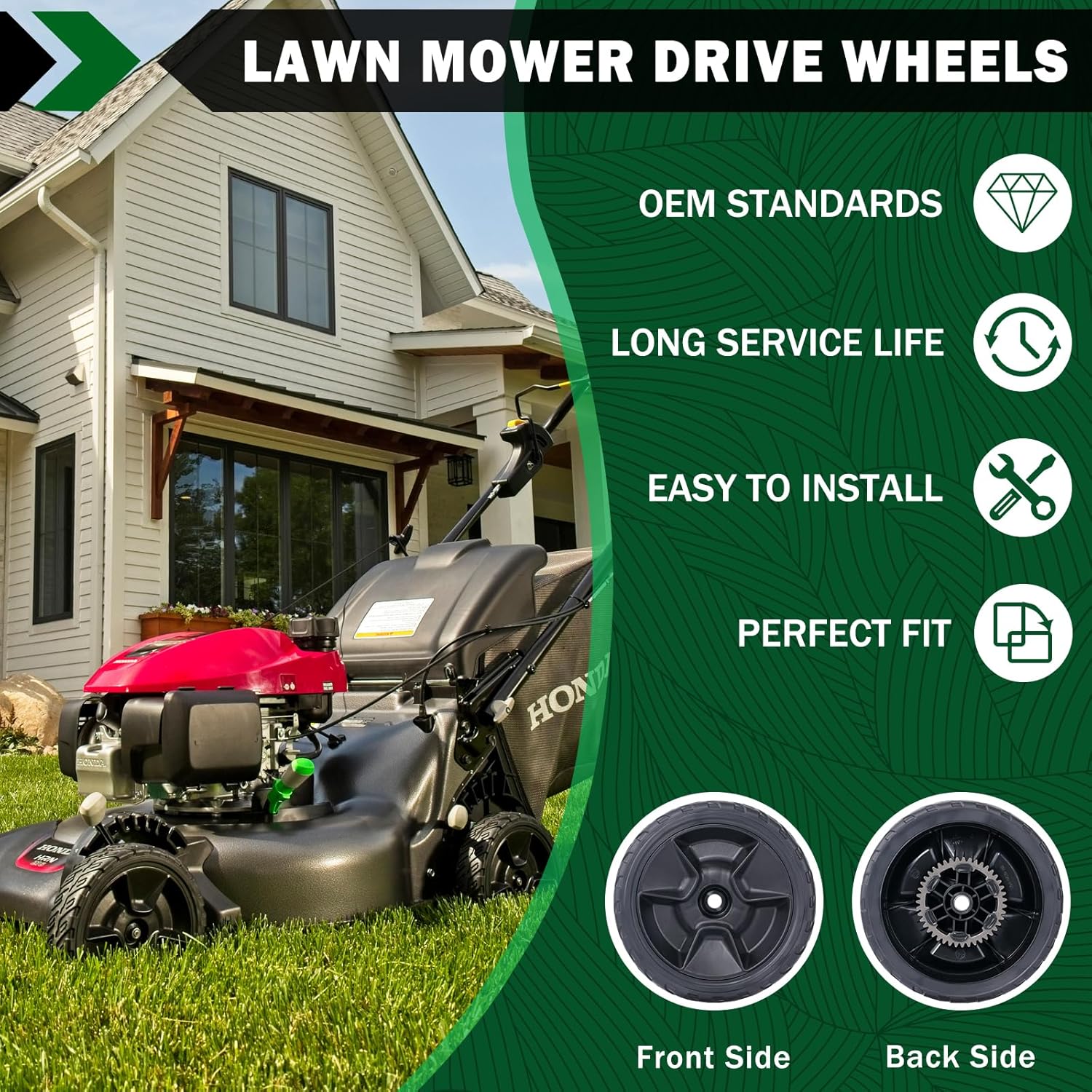 CheeMuii HRN216 Lawn Mower Rear Drive Wheels Kit 2 Pcs 8" Back Wheels Replace for 42710-VR8-N00ZA Push Mower Wheel Compatible with Honda HRN216 Lawn Mower - Image 3