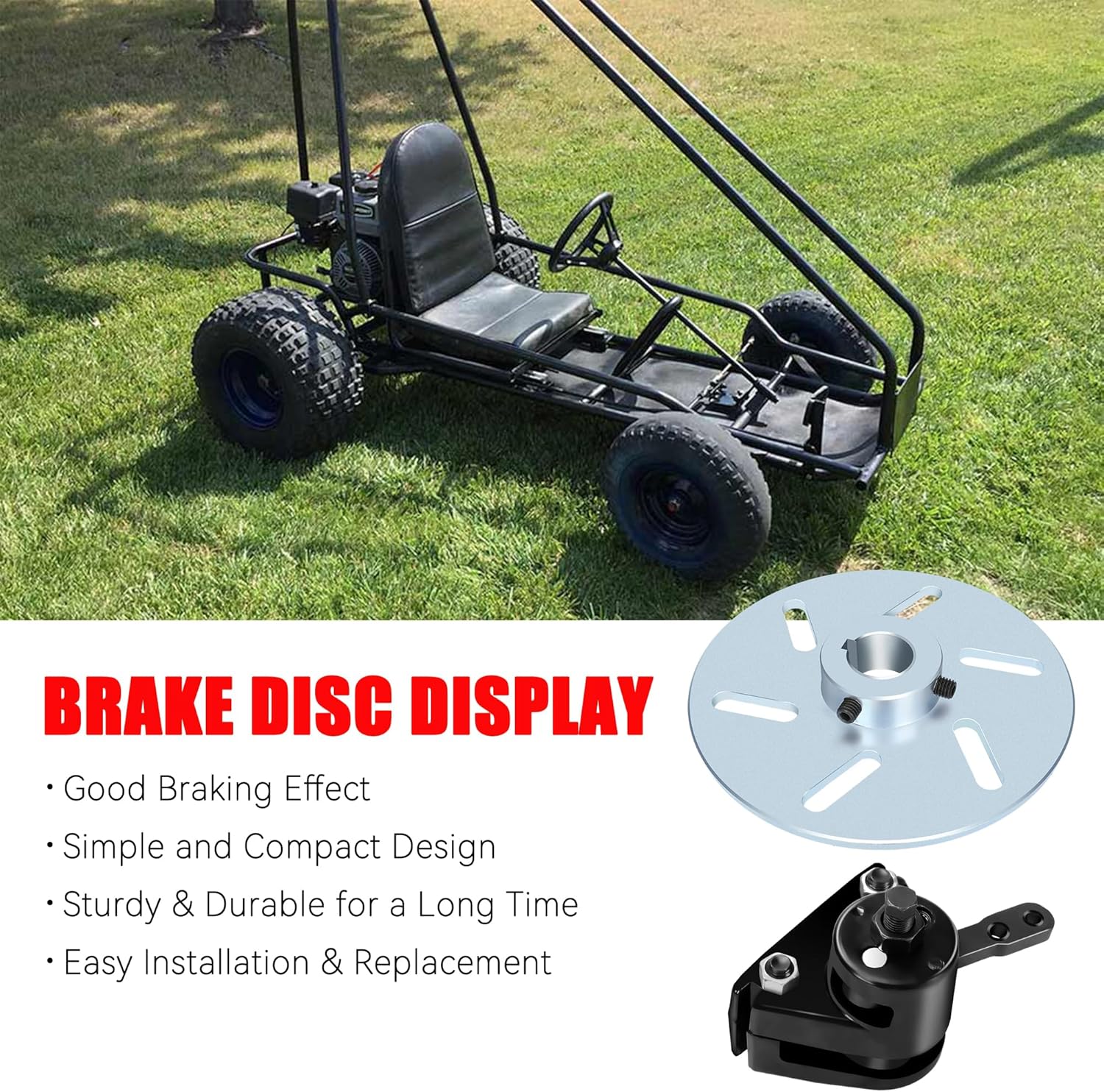 GREHUA Go Kart Brake Kit Compatible with Yerf-Dog Manco 9598 9597 ASW Bristers Airheart MB-1, Mechanical Disc Brake Caliper with Bracket for Predator 212cc 196cc 6.5hp GX160 Drift Trike Go Cart Parts - Image 3