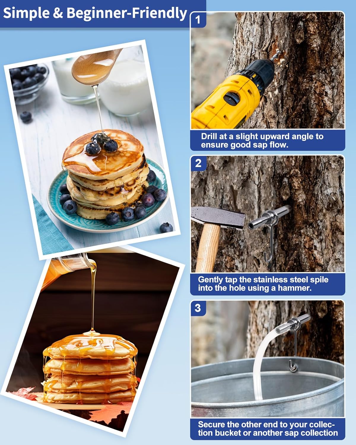 42Pcs Maple Syrup Tapping Kit, Maple Tree Tapping Kit with 12 Metal Maple Syrup Spiles, 12 Maple Syrup Tubes, 12 Hooks, 3 Maple Sap Filters, Tree Tapping Kit for Maple Syrup Making Equipment - Image 5