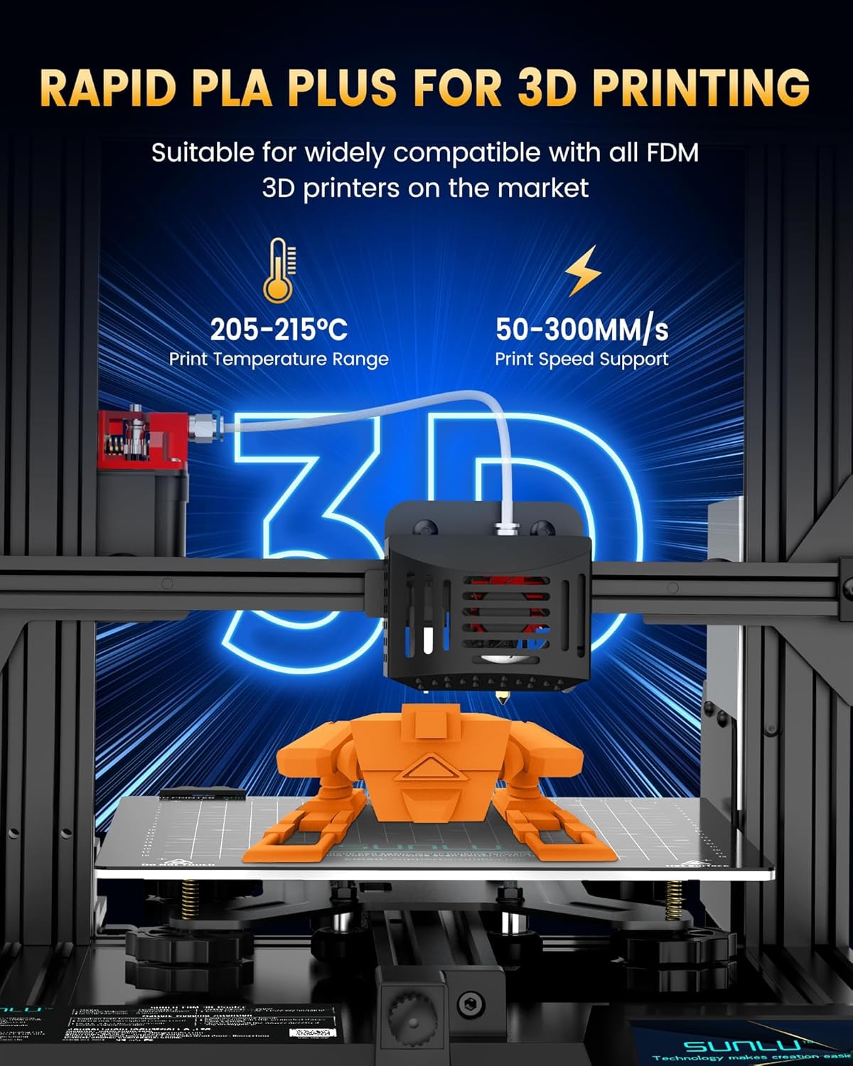 SUNLU PLA+2.0 3D Printer Filament Bundle, 4KG Upgrade PLA+ Filament 1.75mm, Tougher and Stronger, Dimensional Accuracy +/-0.02mm, 1KG per Spool, 4 Packs, 4KG Total, Black+White+Klein Blue+Red - Image 5
