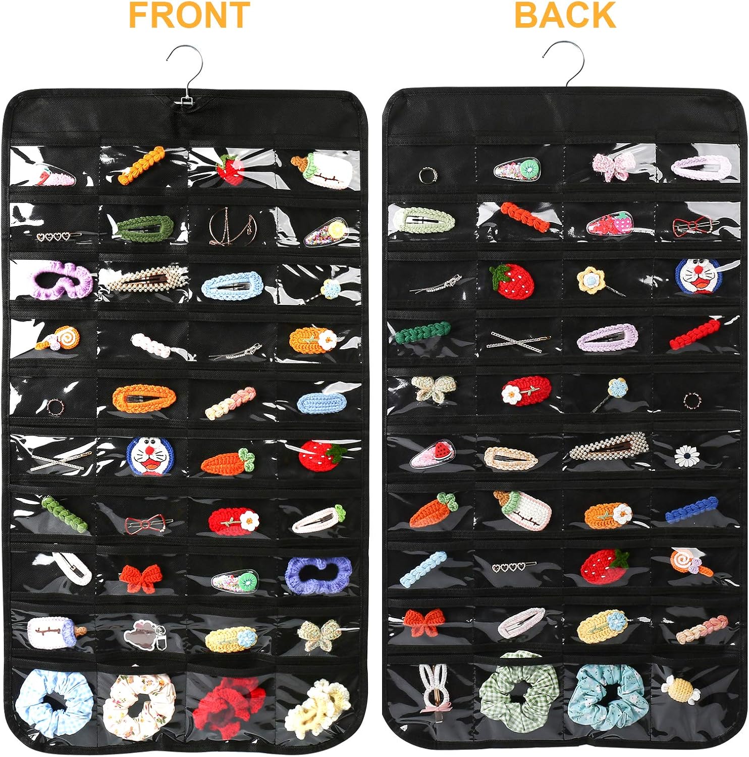 Luney Hanging Jewelry Organizer, 80 Pockets Earring Holder Organizer with Pockets for Woman, for Hanging Earrings, Necklaces, Bracelets, Rings, Storage, Closet(1PCS, No Zipper) - Image 4