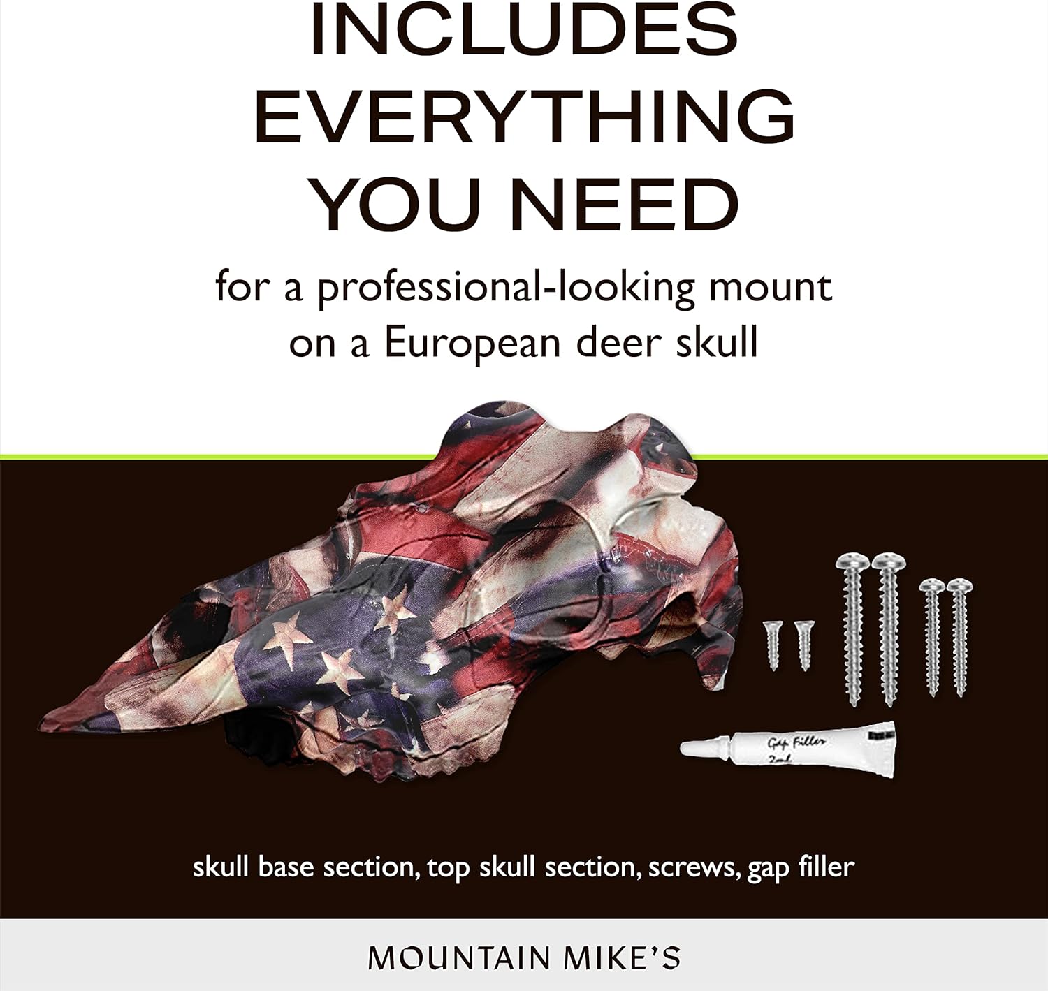 Skull Master by Illusion | Color: Respect Flag | European Mount | Antler Mounting Kit | Euro Mount | 3D Modeled Replica Deer Skull | Taxidermy | for Harvested and Shed Antlers | Universal Sizing - Image 4