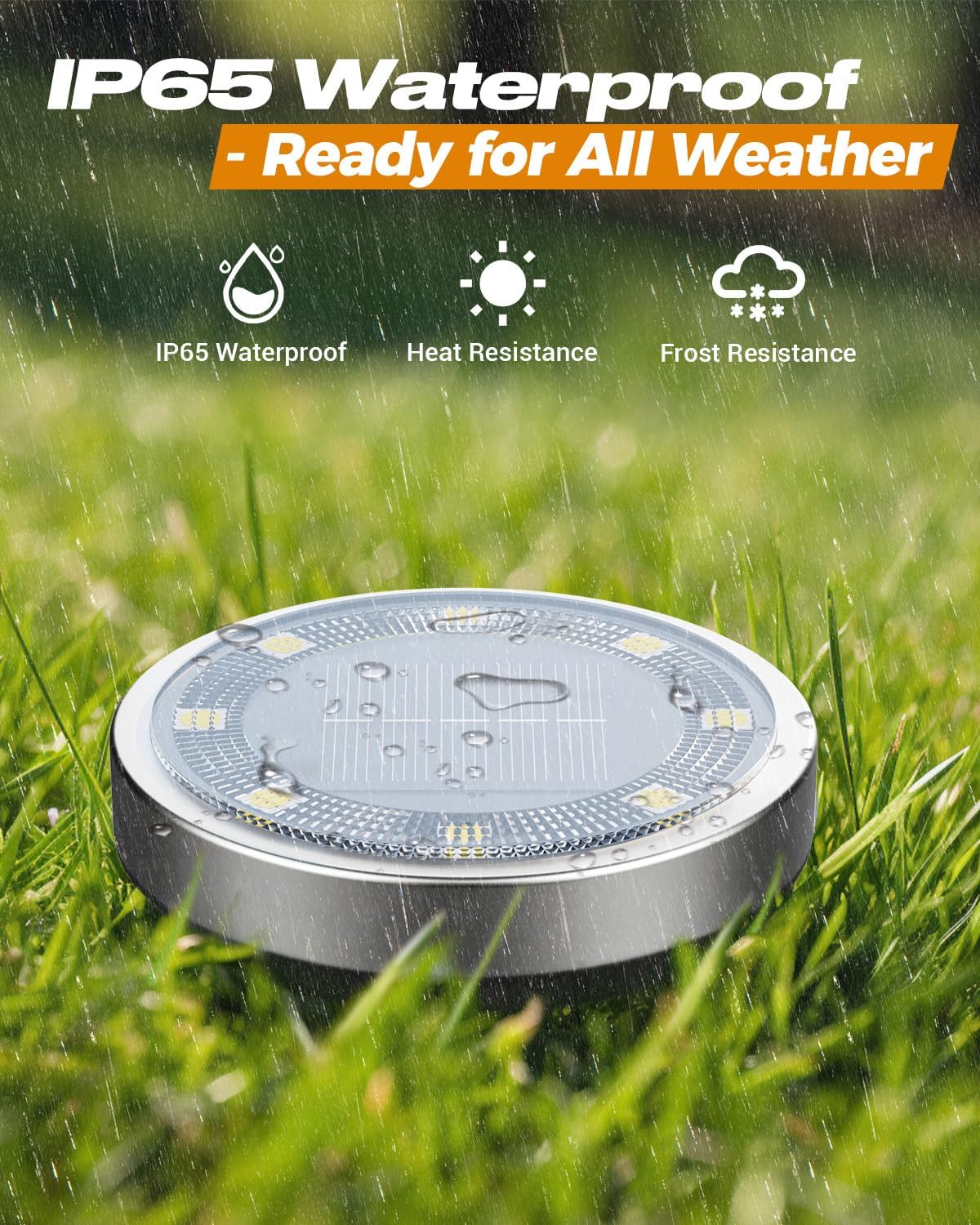 btfarm 16 Pack Solar Lights Outdoor, 8 LED Solar Ground Lights IP65 Waterproof Flat Solar Disc Light, Pathway Lights for Garden Patio Yard Christmas Decorations, Red+Blue+Cool White+Warm White - Image 2