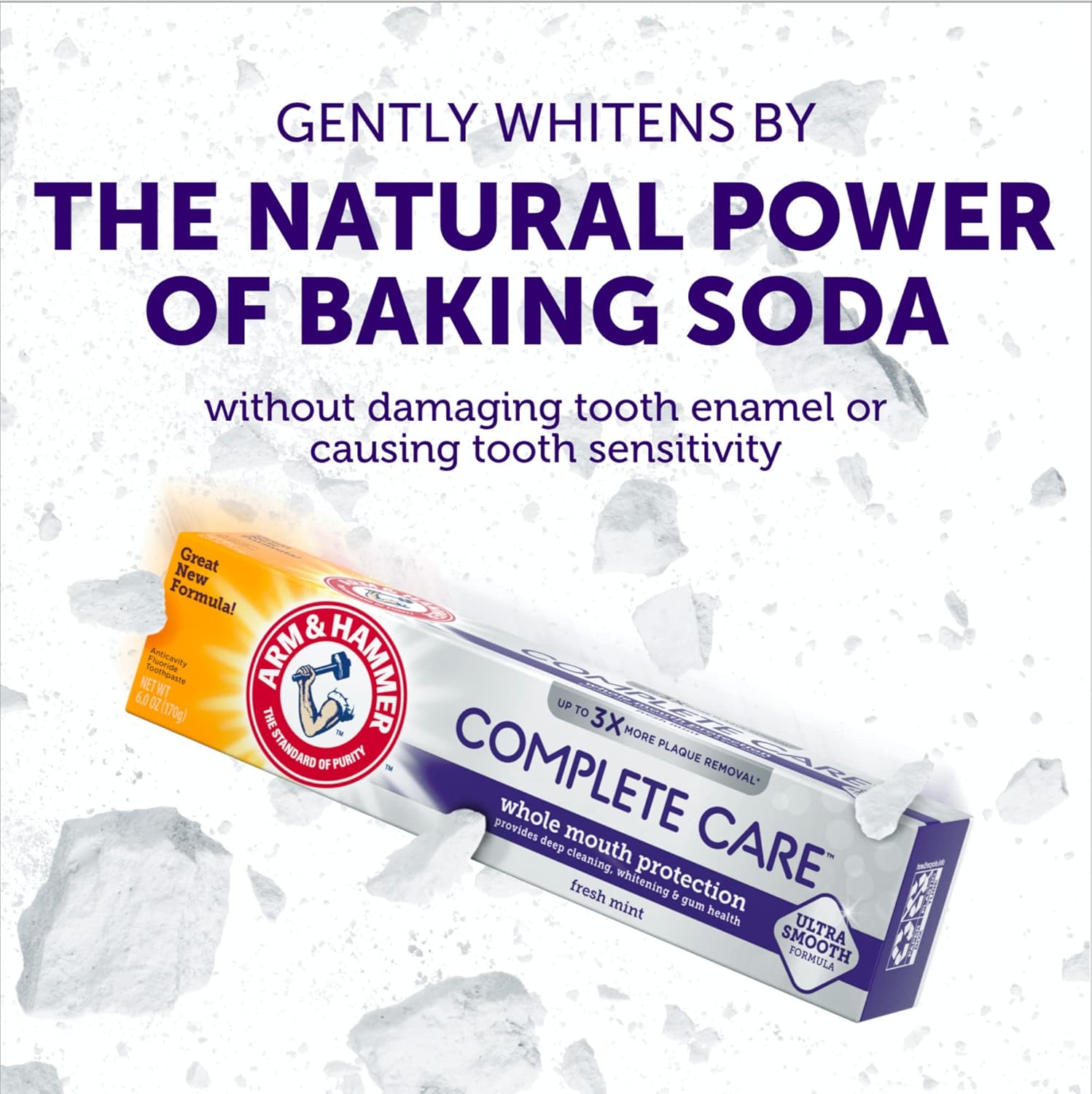 ARM & HAMMER Complete Care Toothpaste, Teeth Whitening Toothpaste, Fluoride, Whole Mouth Protection, Fresh Mint Flavor, 6.0 oz (Pack of 1) - Image 5