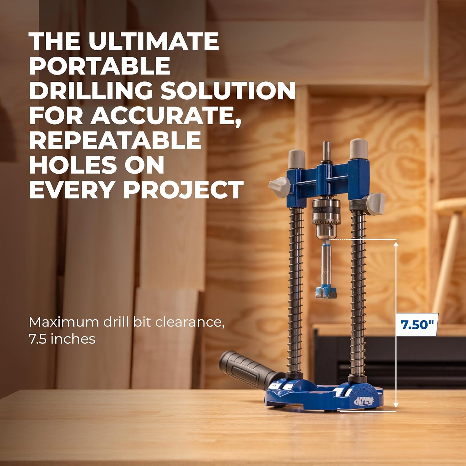 Kreg Drill Guide Pro - Portable Drilling Solution With Adjustable Angle - Built-In Dust Collection Adapter - Self-Centering Design for Consistent Holes - KDG6500 - Image 2