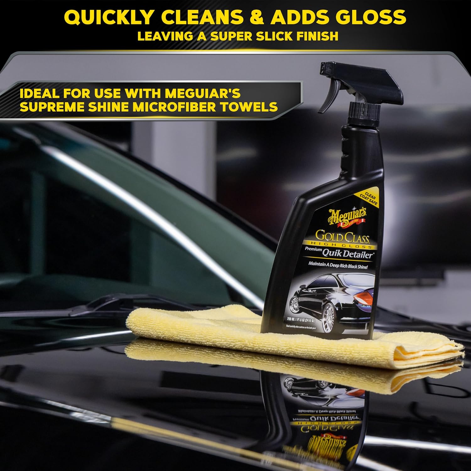 Meguiar's Gold Class High Gloss Premium Quik Detailer, High Lubricity Automotive Quick Detailer Spray that Preserves Wax and Leaves a Deep Dark Shine, 24 Oz Spray Bottle - Image 4