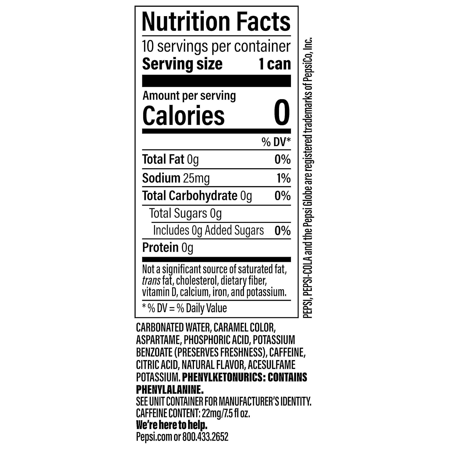 Diet Pepsi Soda, 7.5 Ounce Mini Cans, 10 Pack - Image 2