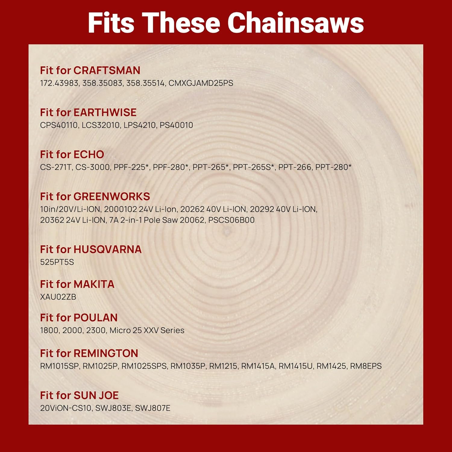 3-Pack 10 Inch Chainsaw Chain 40 Drive Links, 3/8" Pitch, 0.050" Gauge, Fit for Craftsman, Remington, Worx, Sun Joe, Greenworks, Earthwise, Echo, Oregon, Husqvarna Chainsaws and More-S40 - Image 5