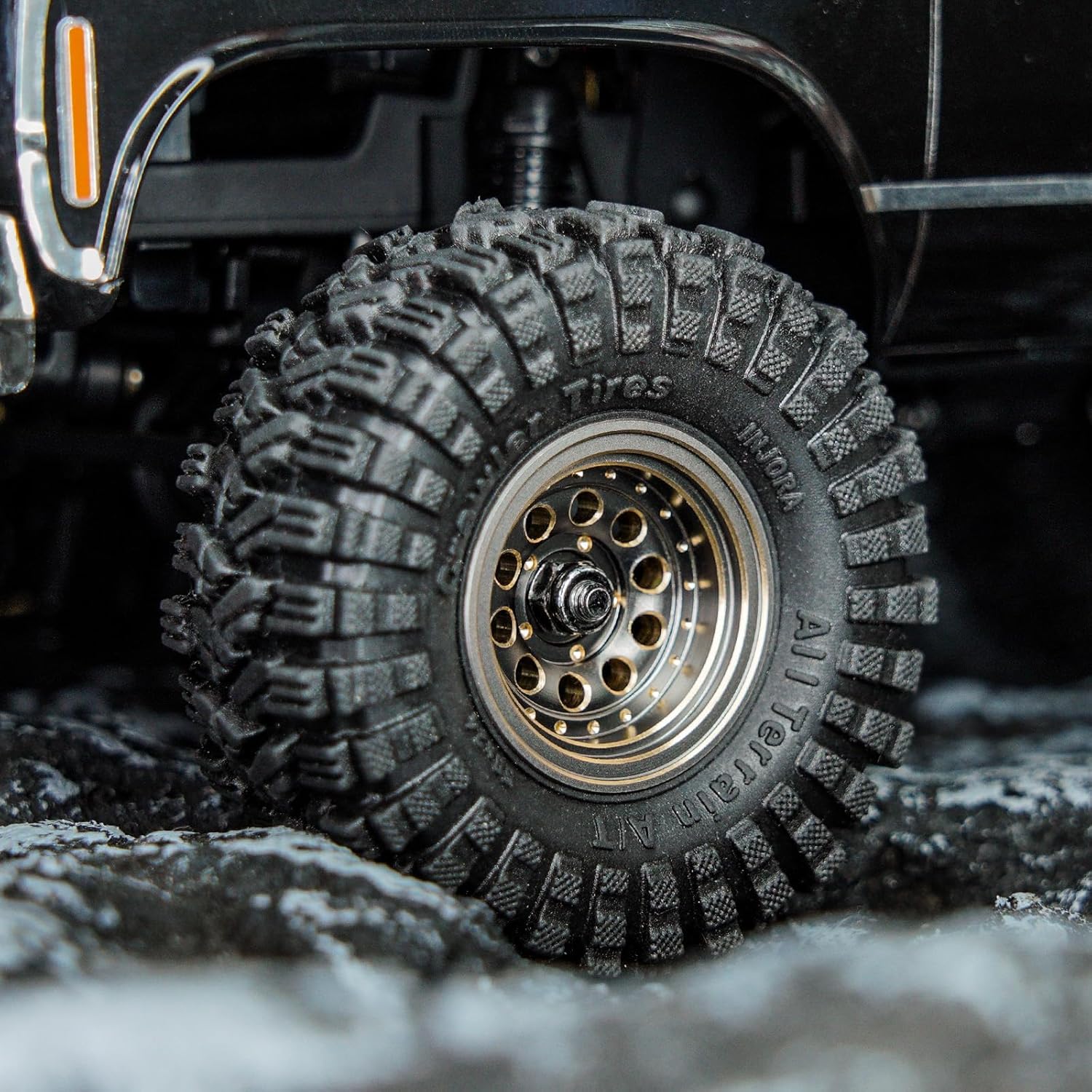 INJORA 1.0 Beadlock Wheel Rims Black Coating Brass Rims for 1/24 1/18 RC Crawler Car Axial SCX24 AX24 TRX4M FCX24, 39g(Grey) - Image 6
