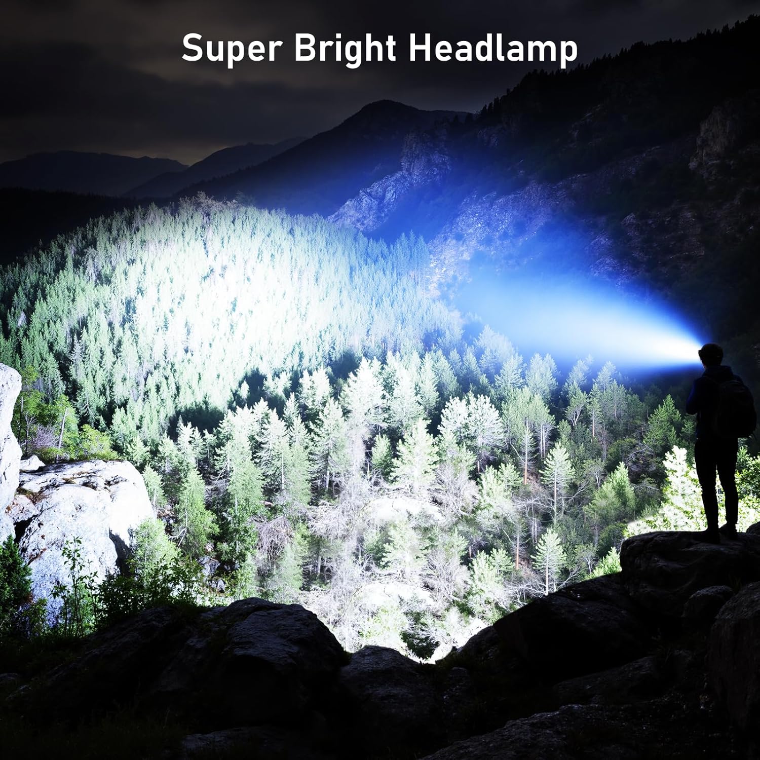 Blukar LED Headlamp Rechargeable,2000L Super Bright Headlight with Motion Sensor -Dimmable Brightness,8 Modes,Spotlight&Floodlight&Red Light Combination,IPX5 Waterproof for Hiking,Camping - 2 Pack - Image 2
