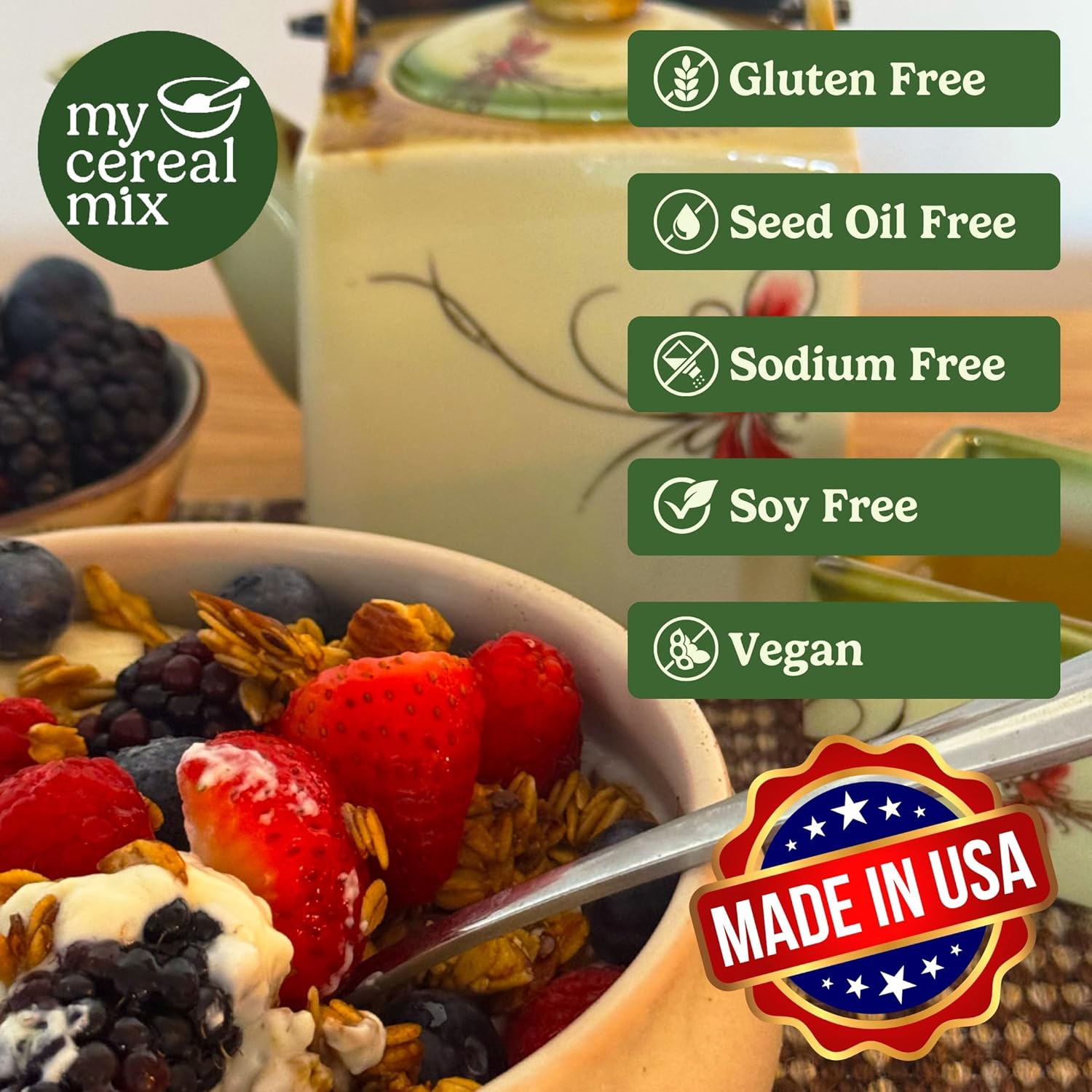 MyCerealMix Cinnamon Pecan Sugar-Free Granola, 10 oz - Keto & Diabetic-Friendly, Plant-Based, No Added Sugar, Gluten-Free, High Fiber, Allulose & Monk Fruit Sweetened, Non-GMO Oats - Image 8