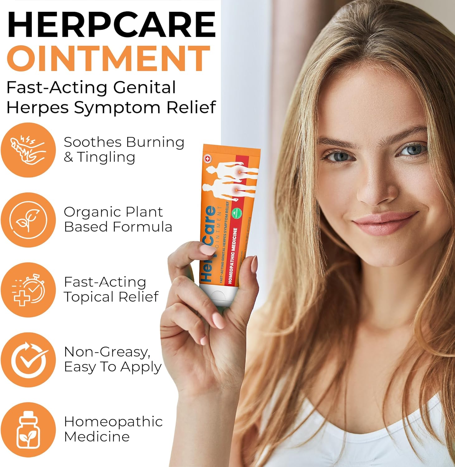Genital Herpes Treatment | Fast Acting HerpCare Ointment | Can be used on Cold Sore | Homoeopathic Medicine | Soothes Itching, Tingling & Burning | Relief from The Symptoms of Genital Sore - Image 6