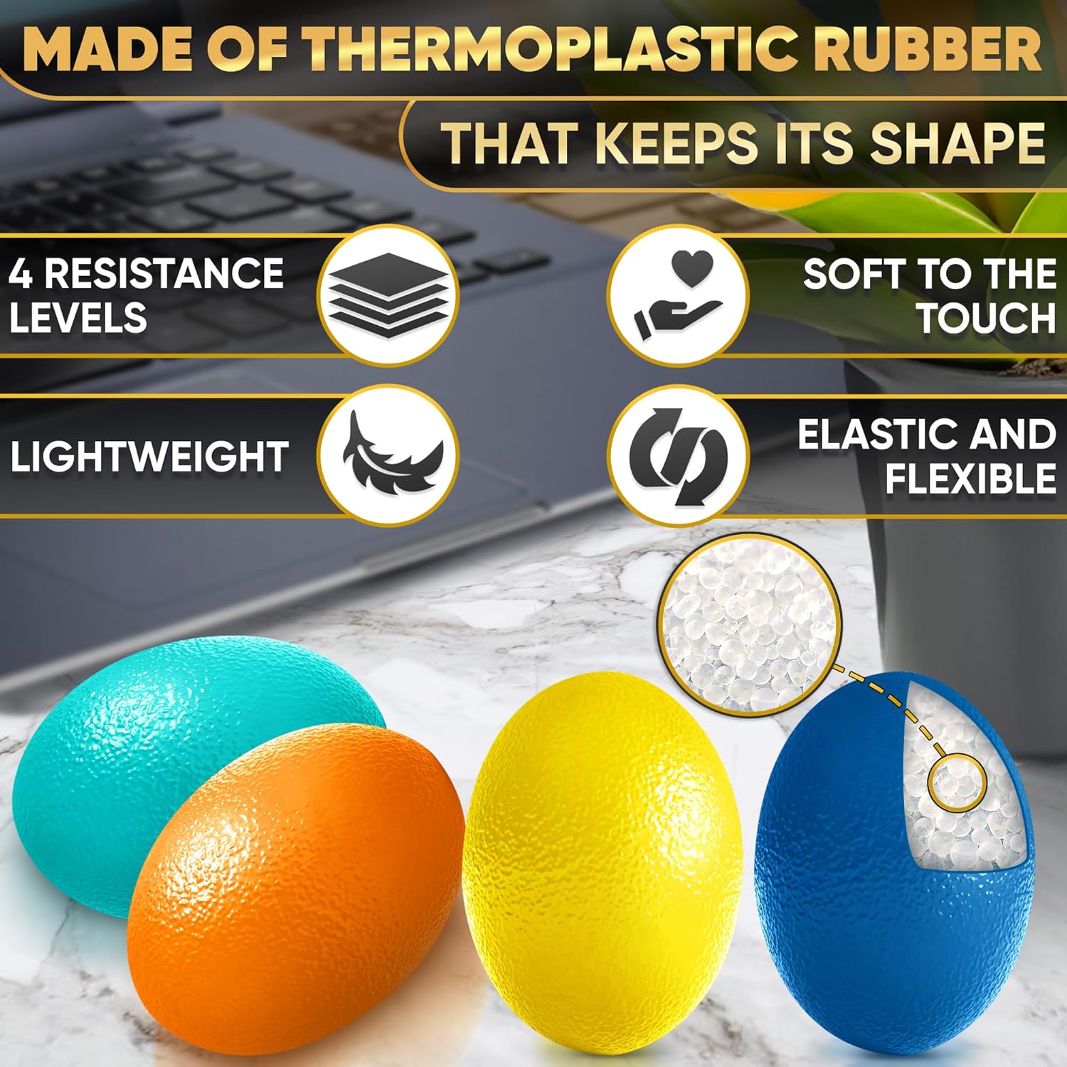 4 Pcs Squeeze Balls for Hand Therapy - 4 Resistance Levels Hand Exercise Balls for Arthritis, Pleasant to Touch & Lightweight - Physical Therapy Ball for Recovery, Stress Relief, Grip Strength, Focus - Image 3
