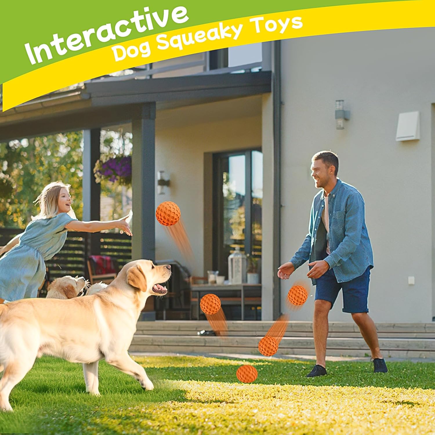 havit Indestructible Squeaky Dog Balls for Aggressive Chewers, Interactive Dog Toys to Keep Them Busy, Rubber Dog Chew Toy for Large Medium Breeds, Outdoor Waterproof (3 Colors) - Image 7
