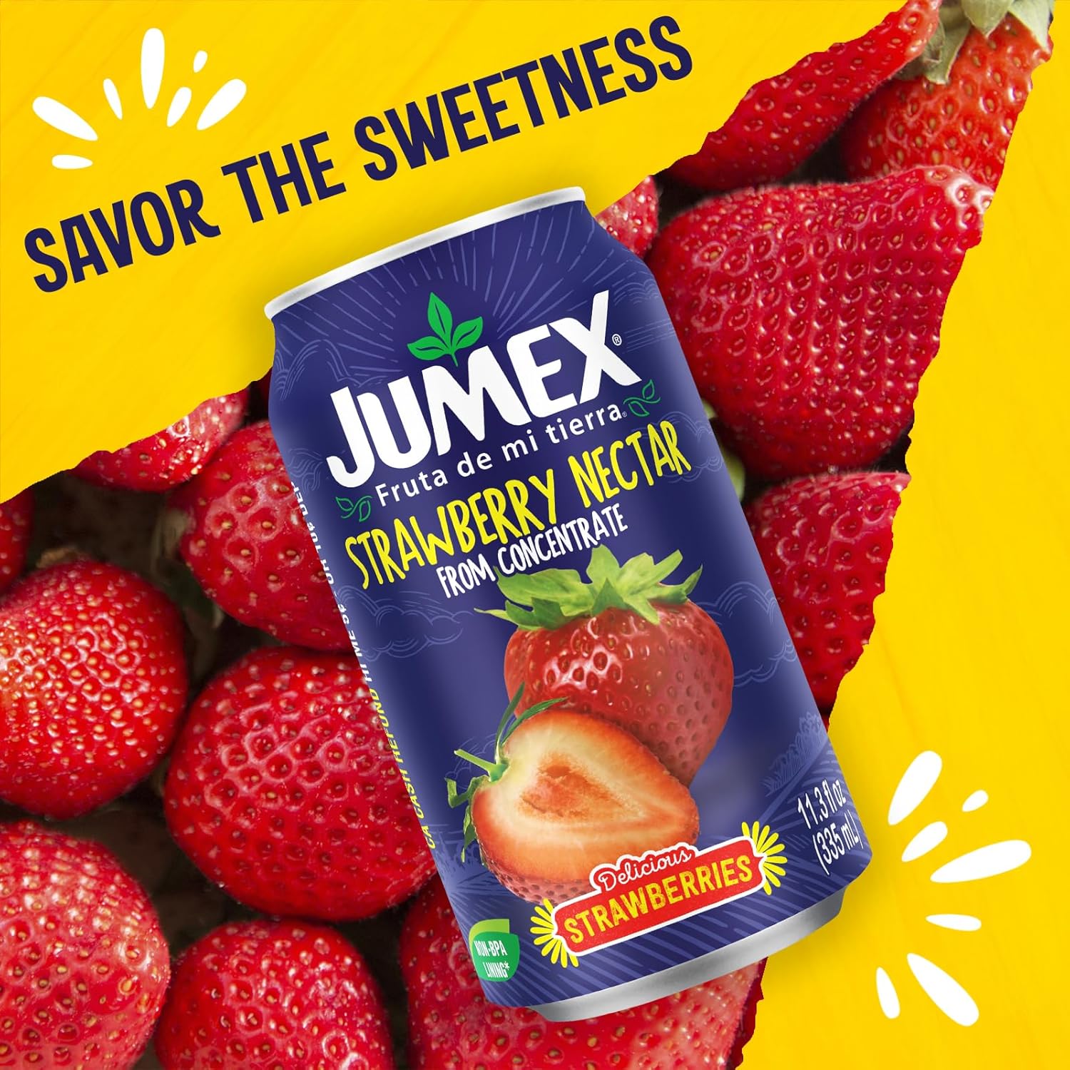Jumex Strawberry Juice Nectar - Made with Strawberry Puree - Fresh Fruit Puree & Fruit Juice Concentrate for Smoothie Mix, Cocktail Mixers & Kids Drinks & Beverages - 11.3oz, 24 Pack Canned Drinks - Image 7