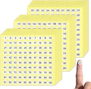 1-300 Stickers with Numbers, Number...