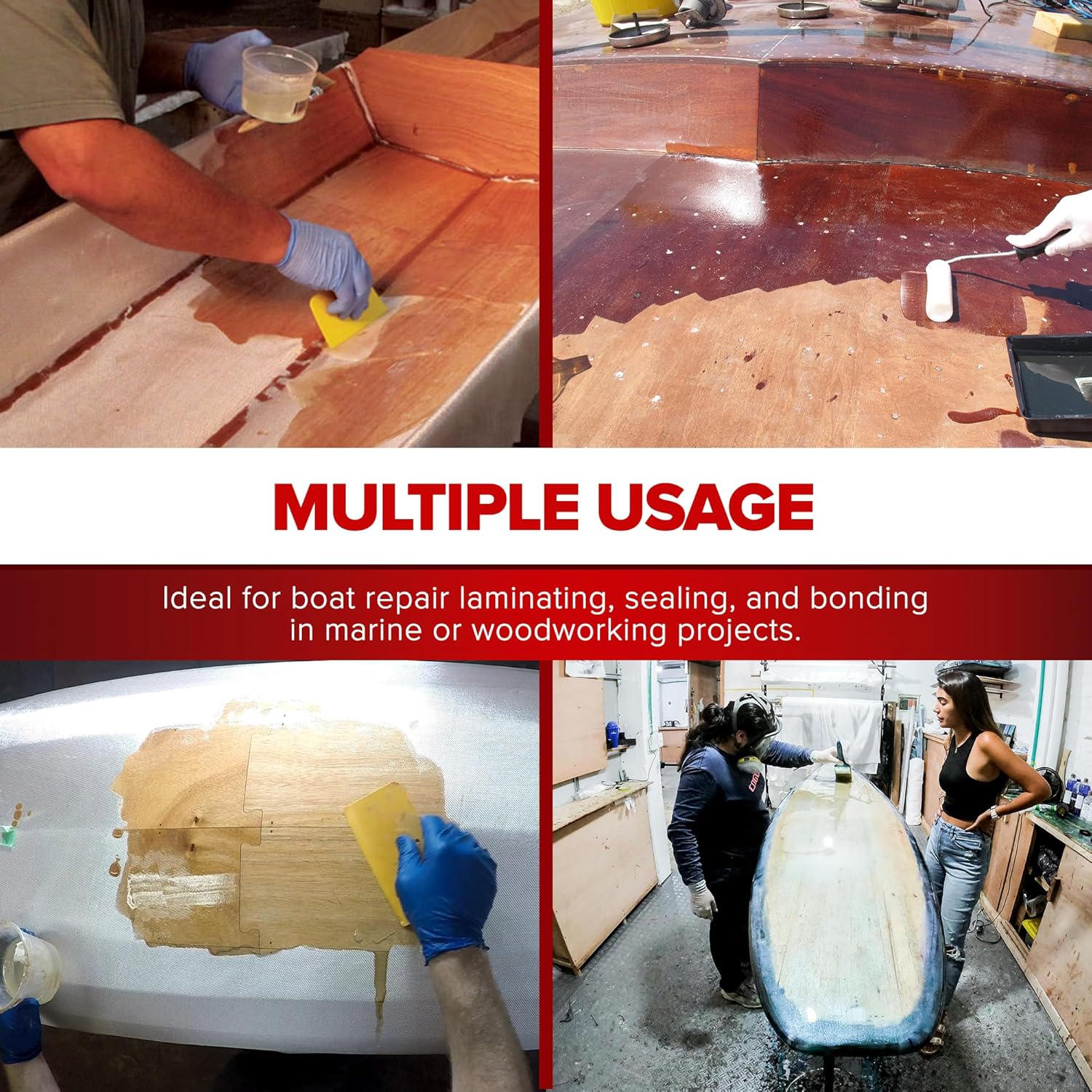 MAS Epoxies Marine Epoxy Resin Kit (1.5-Quart, Medium) 2:1 High Performance Non-Blushing Self-Leveling Hardener for Boat and Wood Repair, Fiberglass Repair Kit with Cups and Pumps - Image 5