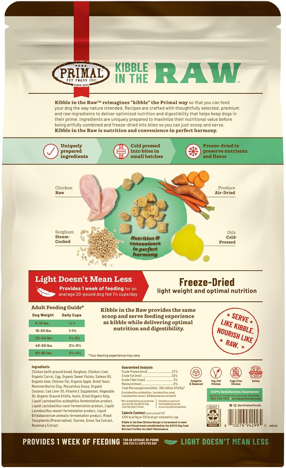 Primal Kibble in The Raw, Freeze Dried Dog Food, Chicken, Scoop & Serve, Made with Raw Protein, Whole Ingredient Nutrition, Crafted in The USA, Dry Dog Food 1.5 lb Bag - Image 8