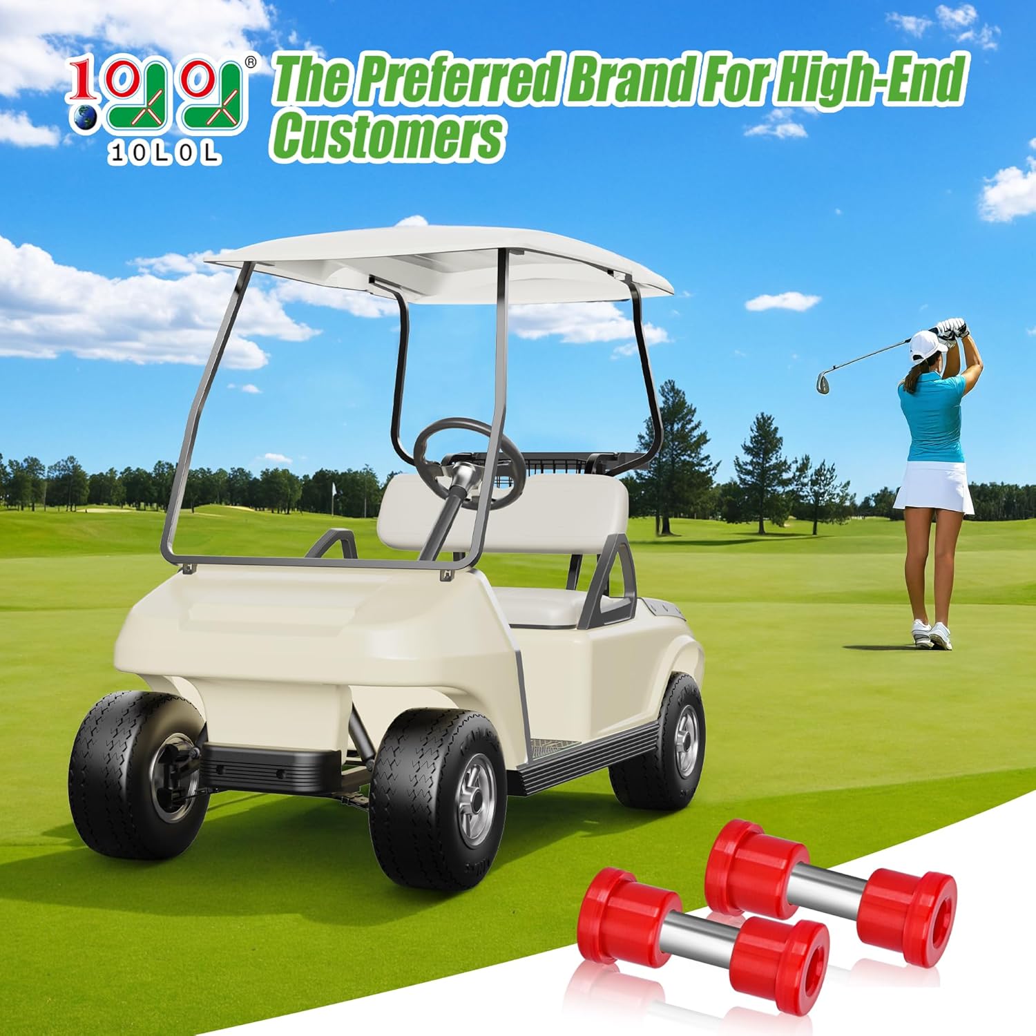 10L0L Golf Cart Spring Bushing Kit-Rear Leaf Springs Shackles Bushing Sleeve for EZGO TXT/Medalist (1994-up) & Club Car DS (1981-up), Replaces Parts 70289-G02/70291-G01/1012303/1015583 - Image 2