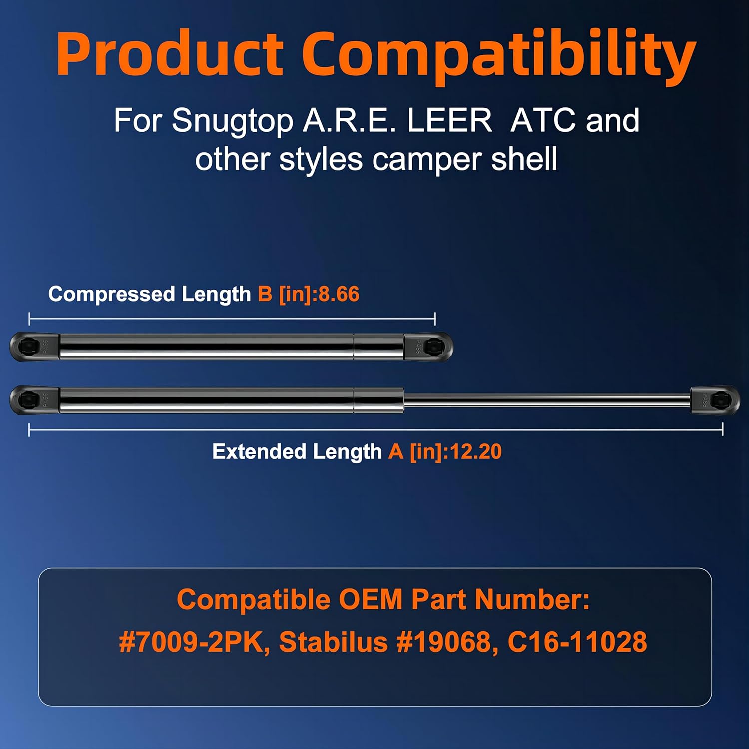 Qty (2) LGP6-120-40 12in Gas Shock Lift Support - 40lb/178N- 7009-2PK Gas Shock for Truck Weatherguard Tool Box, C16-11028 Gas Strut for AR.E Camper Canopy Topper Cap Rear/Side Window - Image 4
