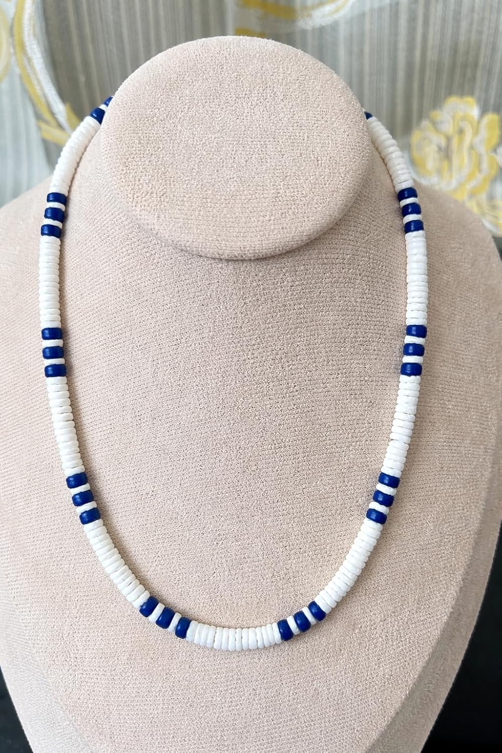 Native Treasure 5mm White Clam Heishi Puka Shell Necklace for Men and Women, Blue Coconut Bead Accents, Surfer Beach Style Jewelry, Handmade in the Philippines, Stainless Steel Cable Wire - Image 6