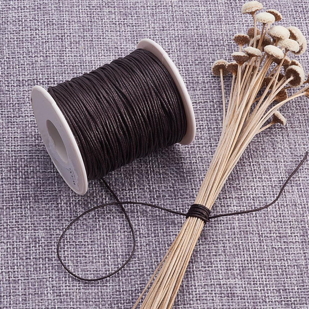 PH PandaHall 1mm Waxed Cord,100 Yards Waxed Cotton Cord Dark Brown Waxed Thread Beading String Waxed Craft String for Bracelet Necklace Jewelry Waist Beads Making Crafting Beading Macrame - Image 8