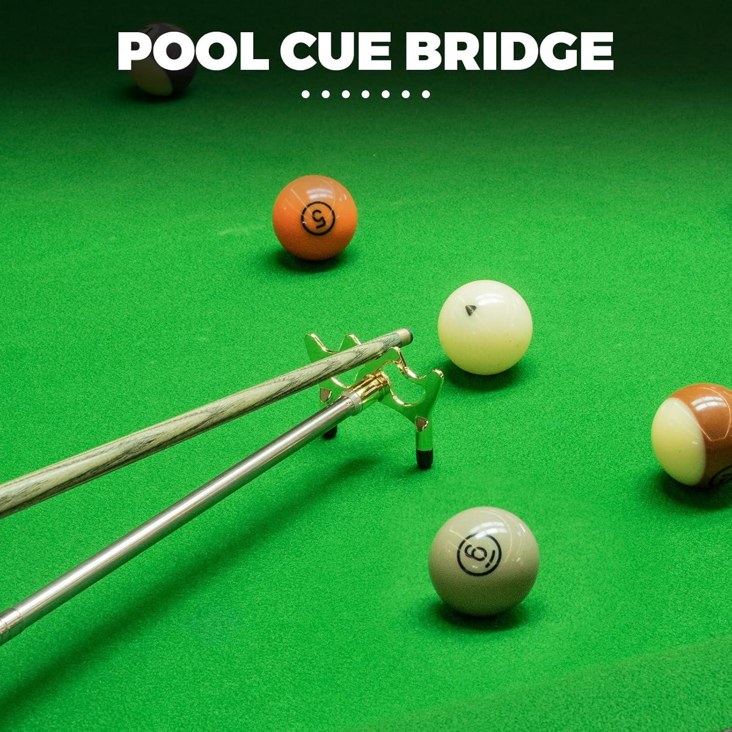 Pool Bridge Stick, Professional Retractable Pool Cue Bridge with Removable Brass Bridge Head, Free Adjustment for Multi-Angle Shots, Easy to Use and Storage, Essential Pool Table Accessories - Image 2