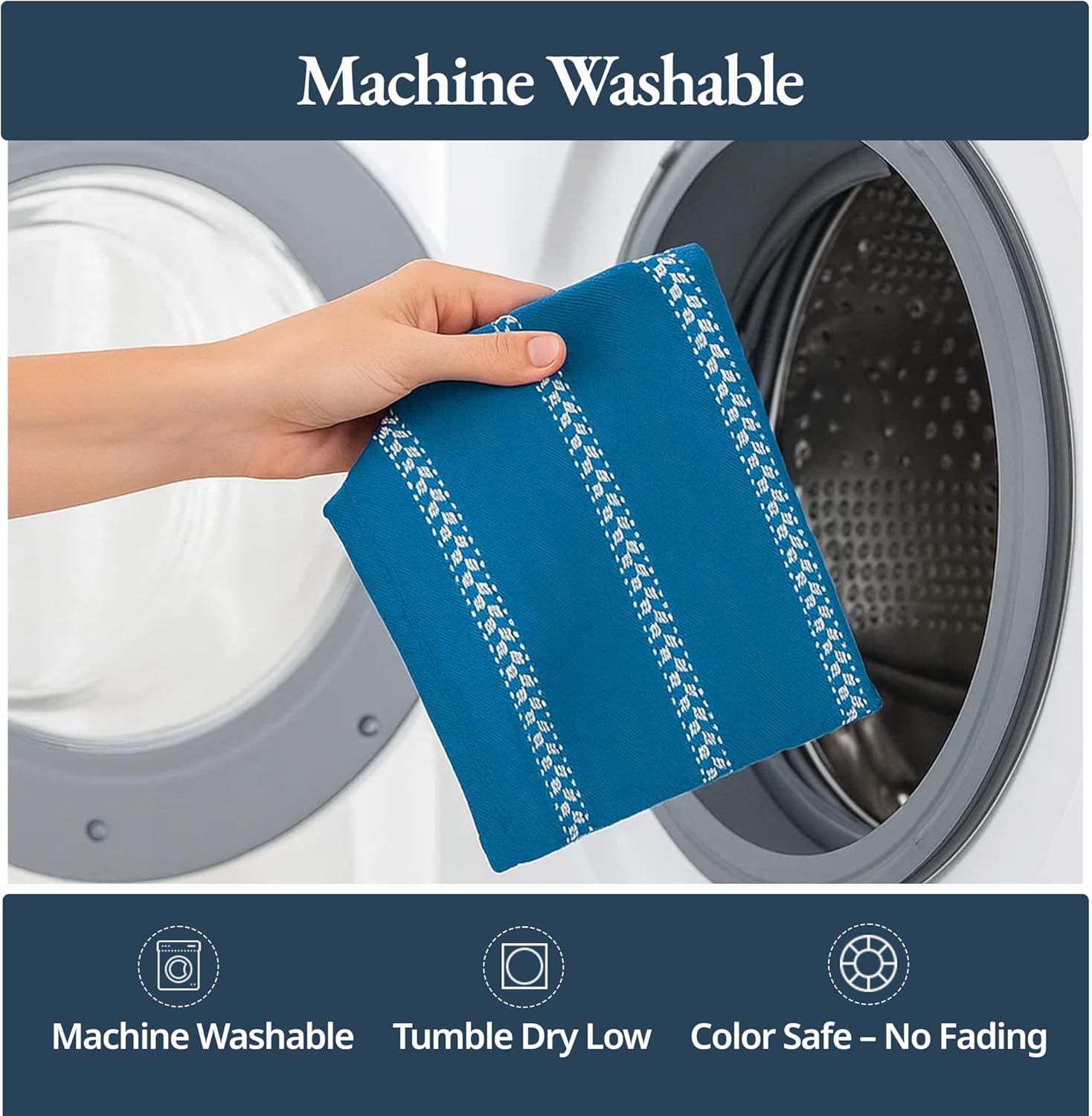 LANE LINEN Kitchen Towels Set - Pack of 4 Cotton Dish Towels for Drying Dishes, 18”x 28”, Absorbent Tea Towels, Quick Drying Kitchen Towel Set - Blue Saphire - Image 9