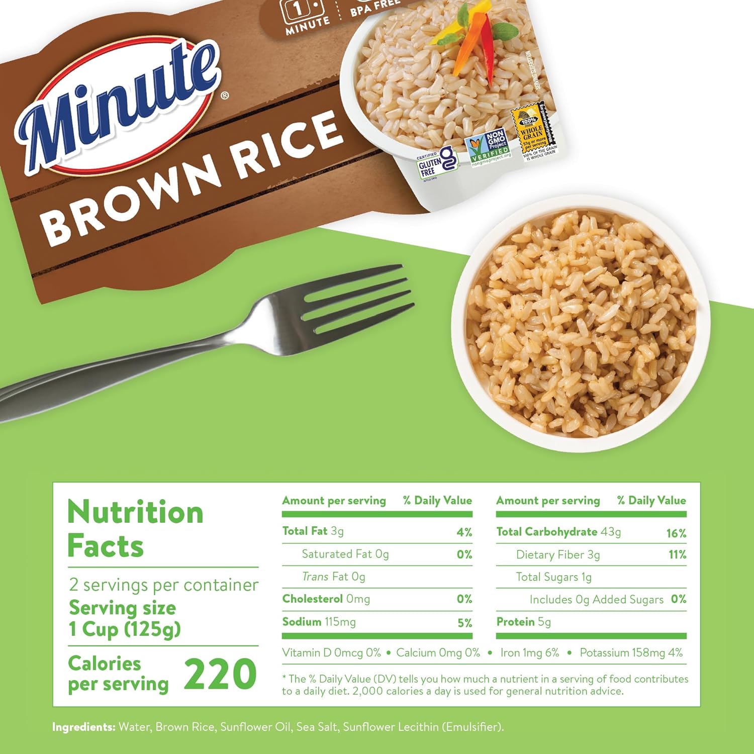 Minute Ready-to-Serve Brown Rice, Microwavable Rice Cups, 8.8-Ounce Cups (Pack of 8) - Image 2