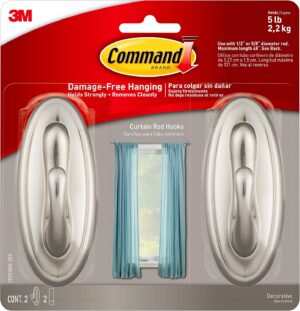 Command Curtain Rod Hooks, Large, B...