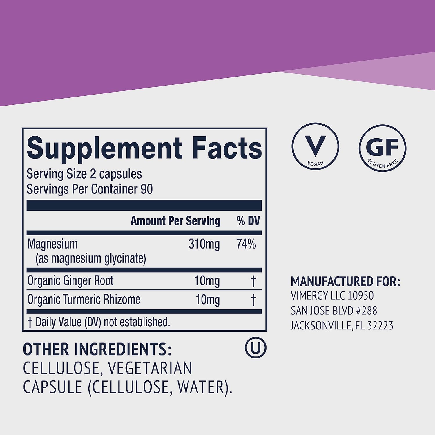 VIMERGY Magnesium Glycinate – Stress Support – Chelated to Avoid Tummy Upset*– Promotes Heart Health & Energy*– Kosher, Vegan Gluten-Free – 180 Caps - Image 5