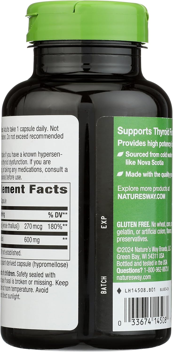 Nature's Way Kelp - Kelp Supplement for Thyroid Function Support* - Botanical Ingredient - Plant-Derived Capsule - Plant-sourced Iodine - Vegan, Gluten-Free & Dairy-Free - 180 Count (180 Servings) - Image 2