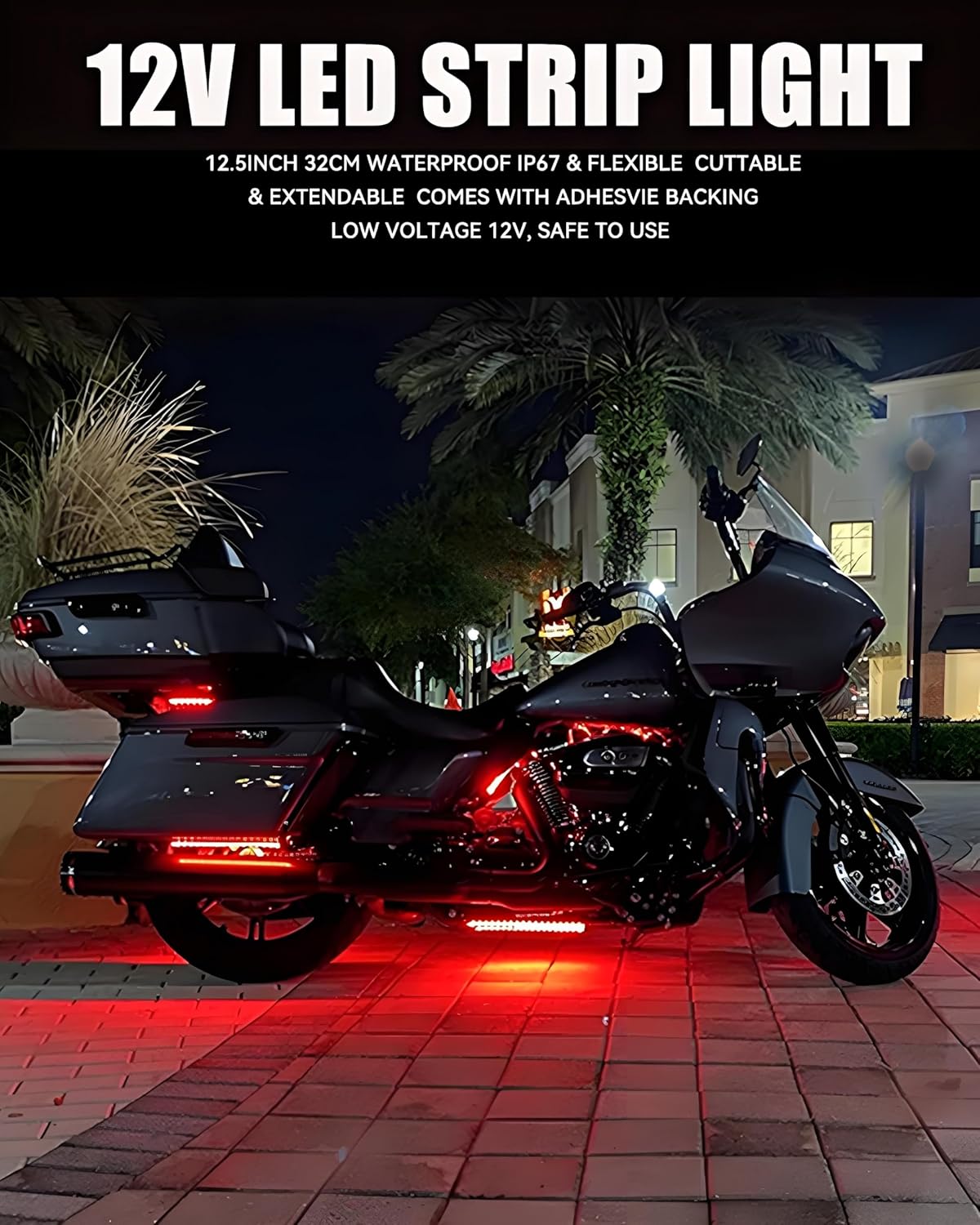 Keiurot 12V Led Light Strip 32CM Waterproof LEDs Light Strips for Cars Motorcycles Golf Cart Interior & Exterior Marine Boat Red Led Strip Lights 5050 18SMD,Pack of 4 - Image 7