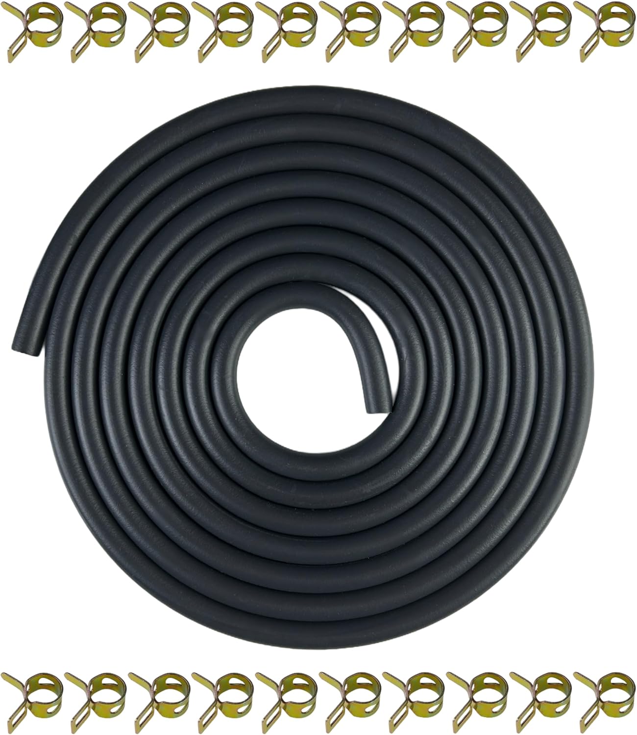 YAMAKATO 10 Feet 1/5 Inch ID 5.5mm Fuel Line Hose for ATV Quad Pit Dirt Bike Go Kart Mini Bike ATV Generator Small Engines Gas Line 95001-55008-60M w/ 20 Clamps